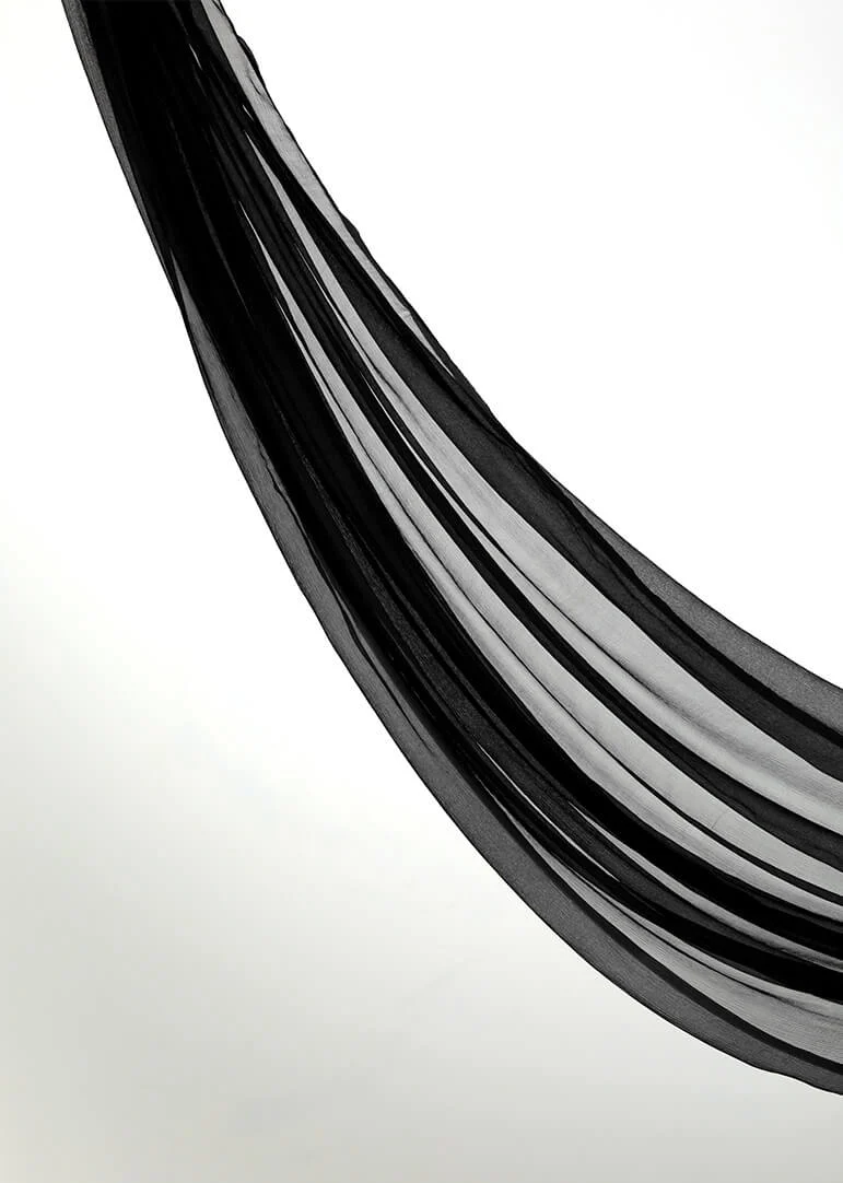 Black Chiffon Silk Hijab - Image 3