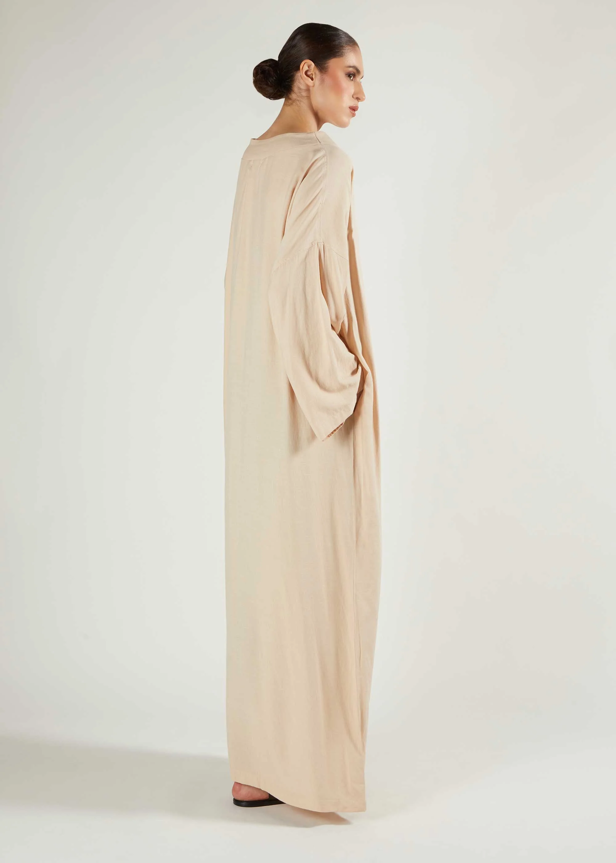 Boat Neck Abaya Natural - Image 3