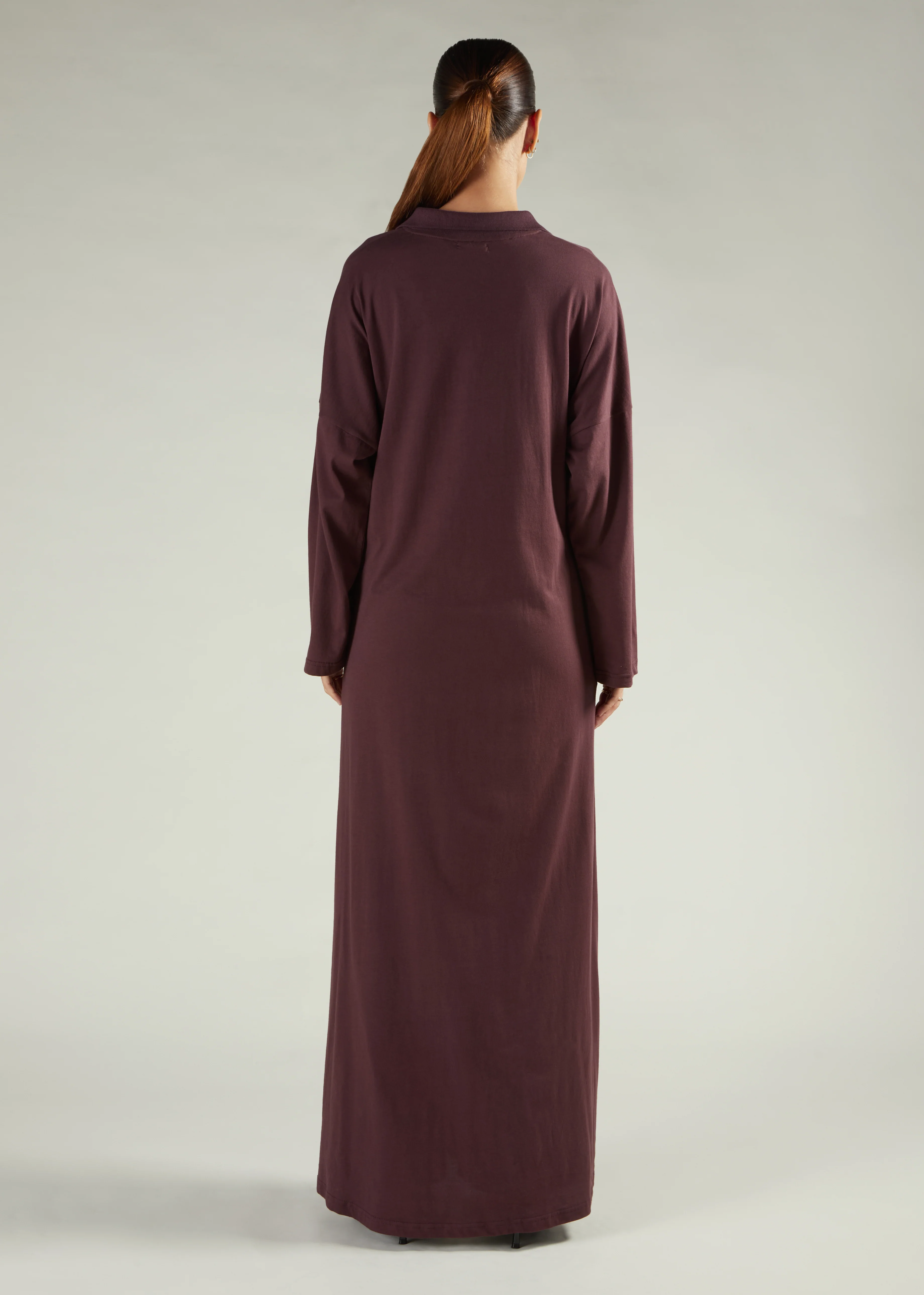 Casual Polo Abaya Brown - Image 4