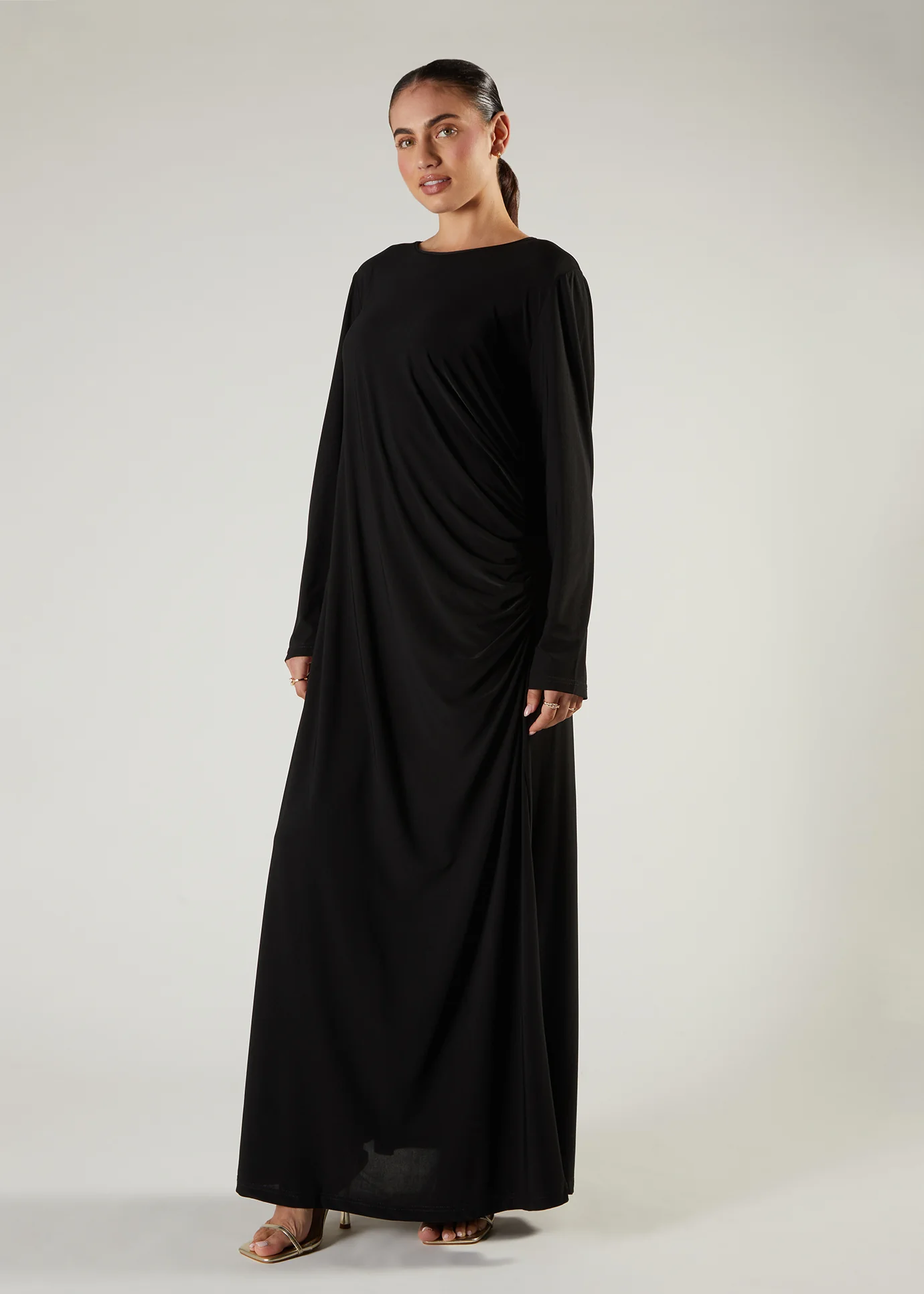 Chiffon Two Piece Abaya Black - Image 5