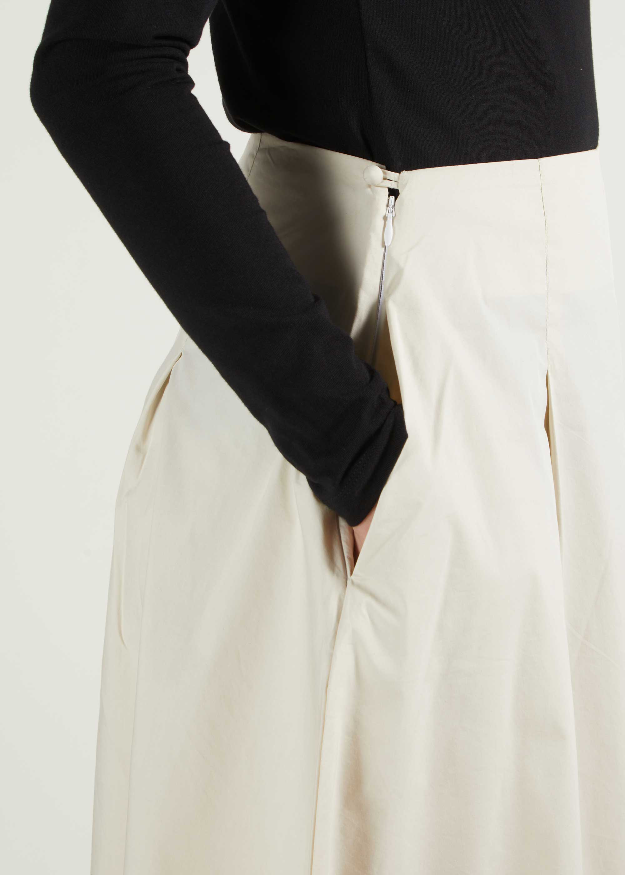 Cotton Poplin Skirt Cream - Image 3