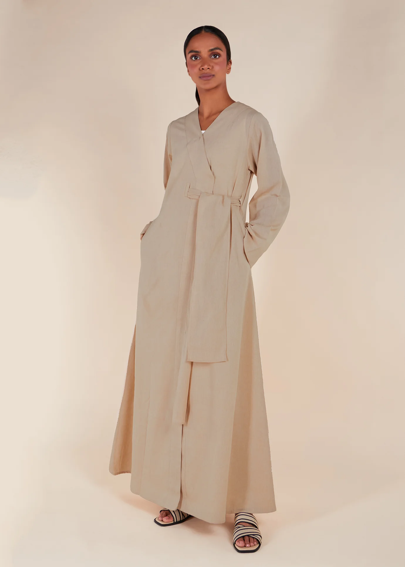 Cotton Wrap Abaya - Image 2