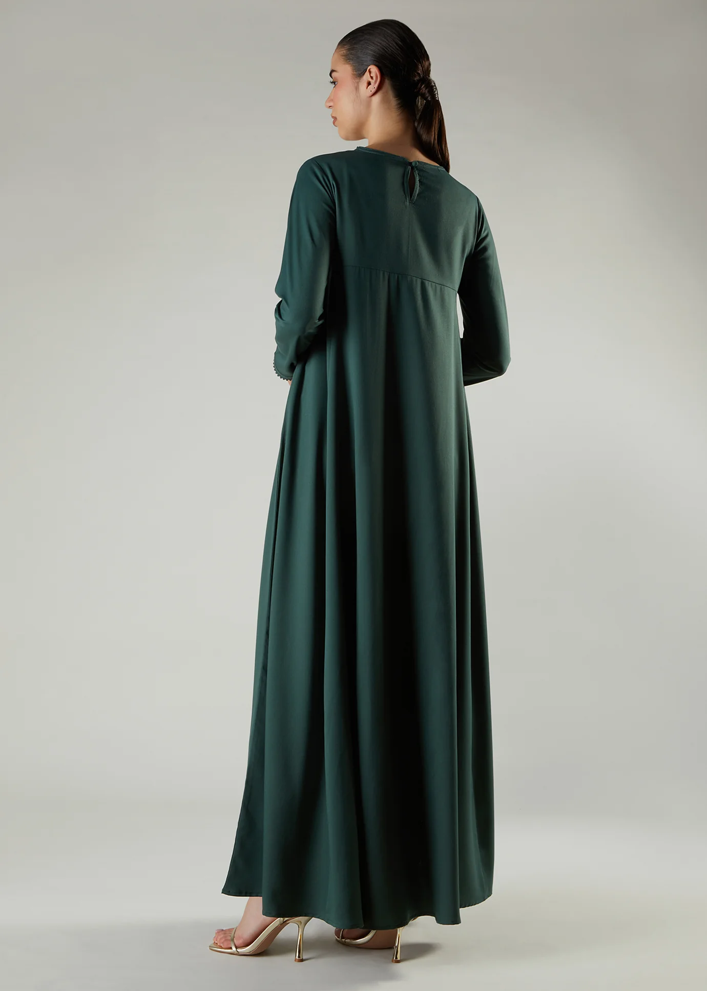 Crochet Flare Abaya Green - Image 4
