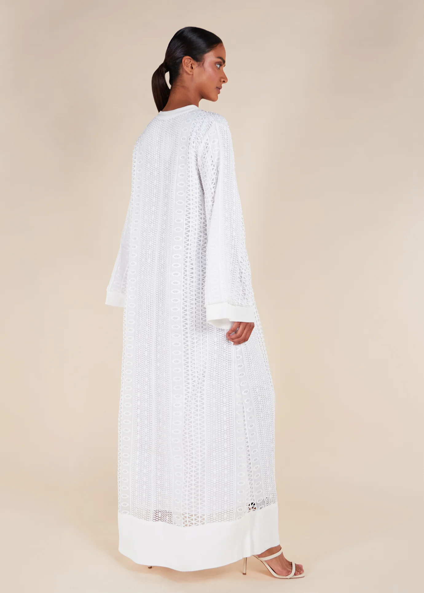 Crochet Maxi Dress White - Image 3