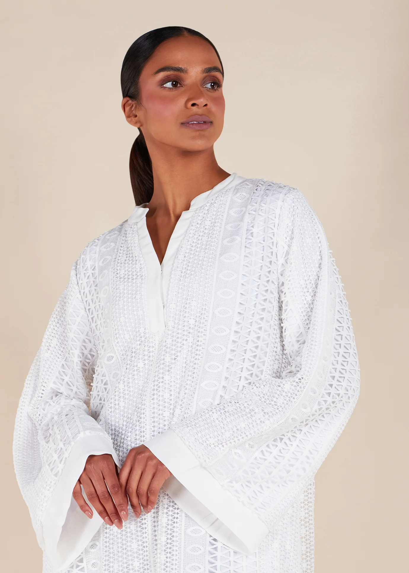 Crochet Maxi Dress White - Image 4