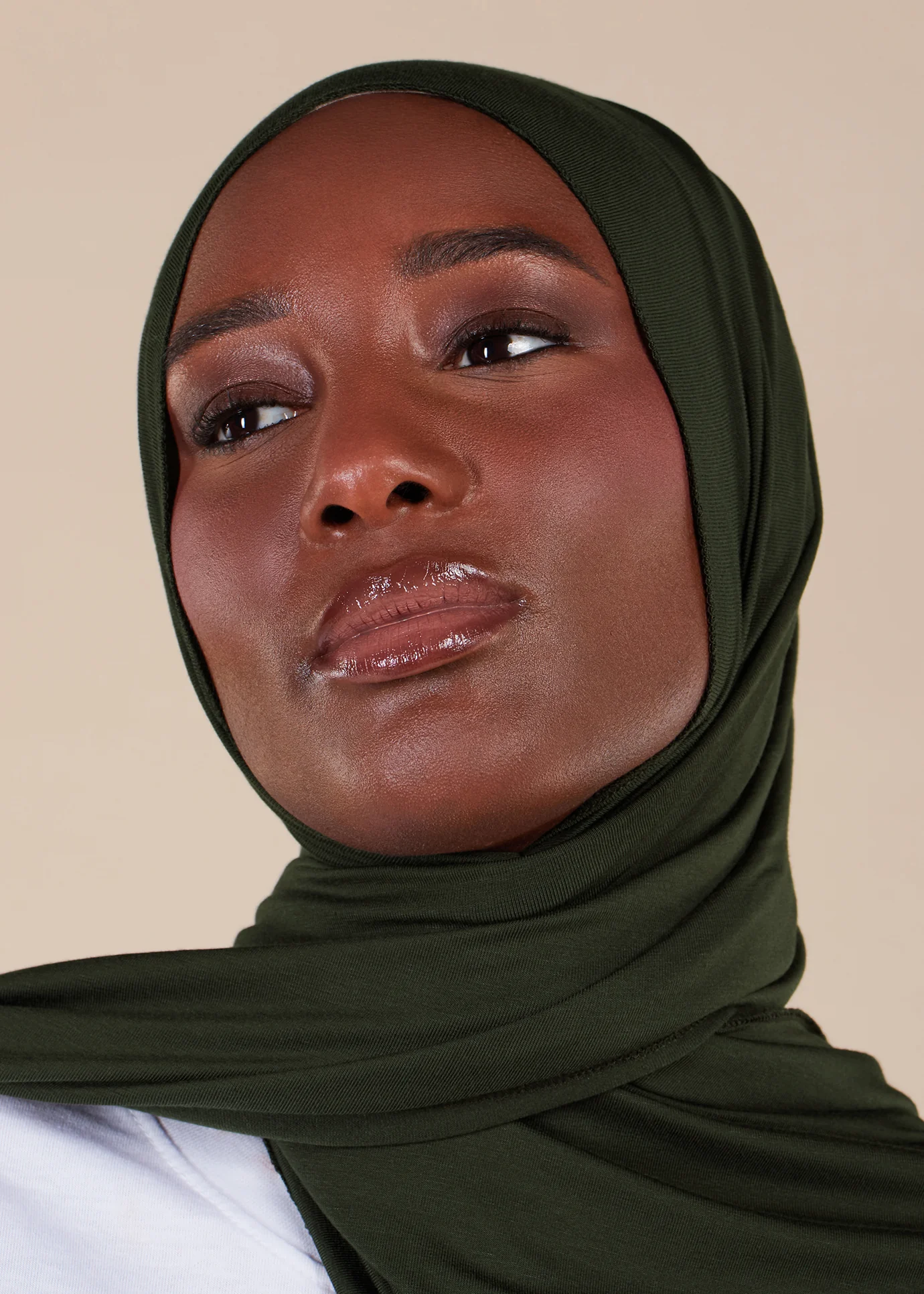 Dark Khaki Premium Jersey Hijab - Image 3