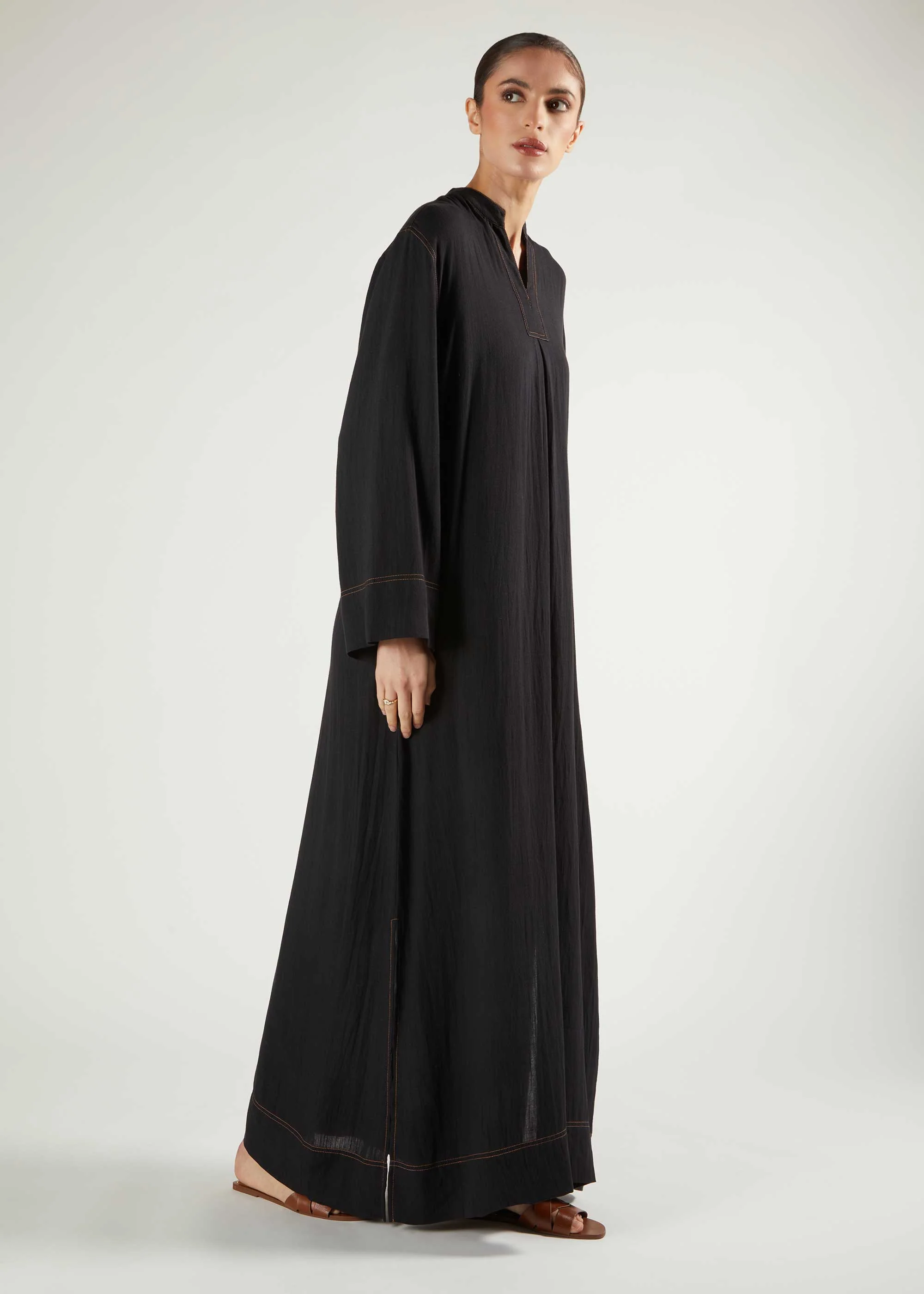 Denim Stitch Maxi Dress