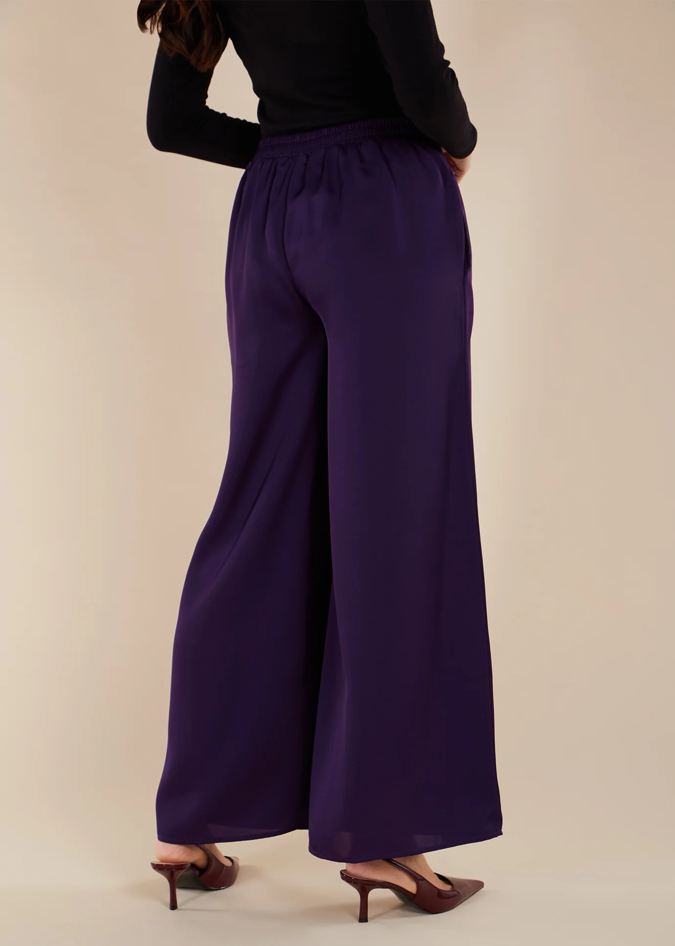 Flared Trousers Aubergine - Image 3