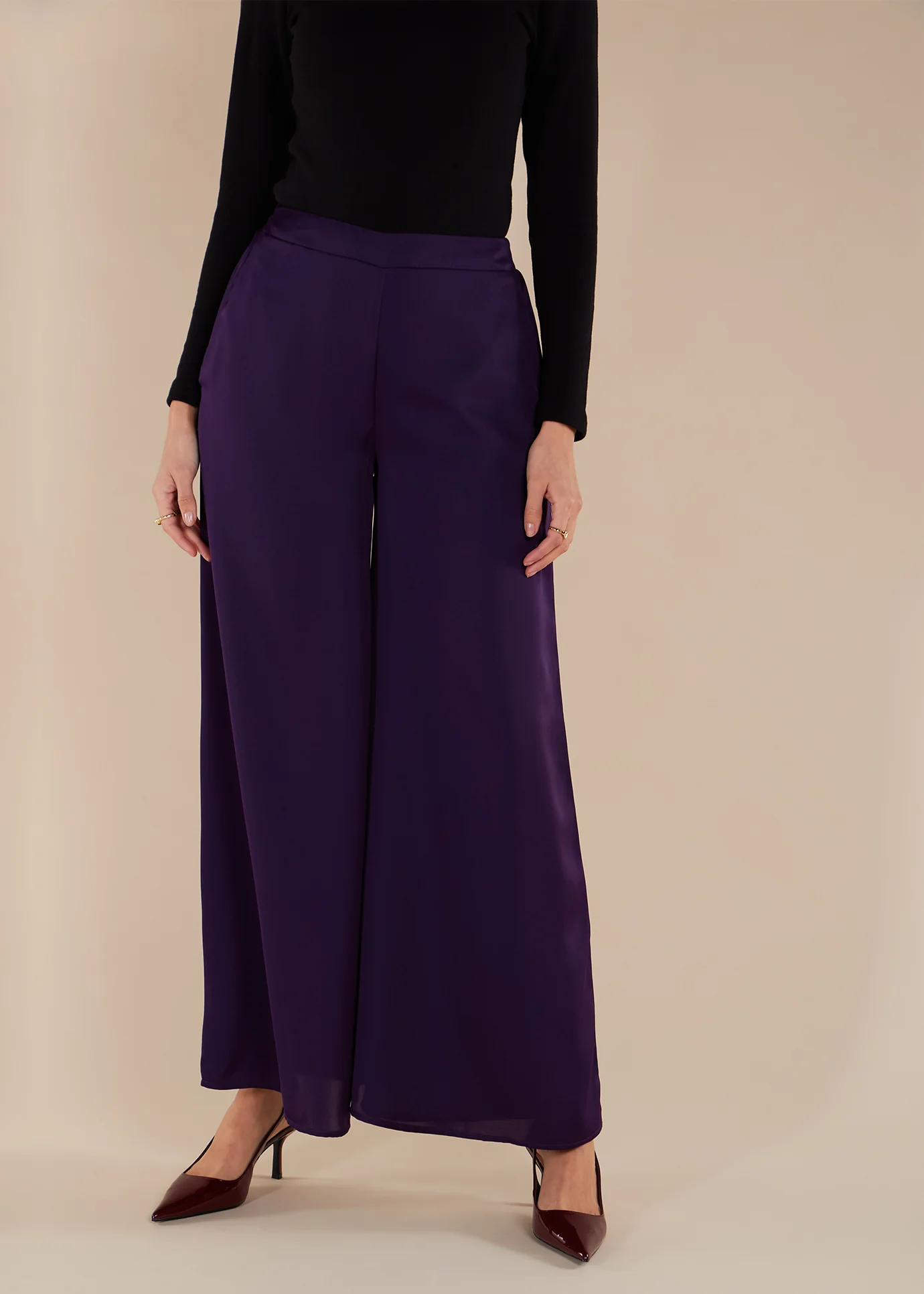 Flared Trousers Aubergine - Image 4