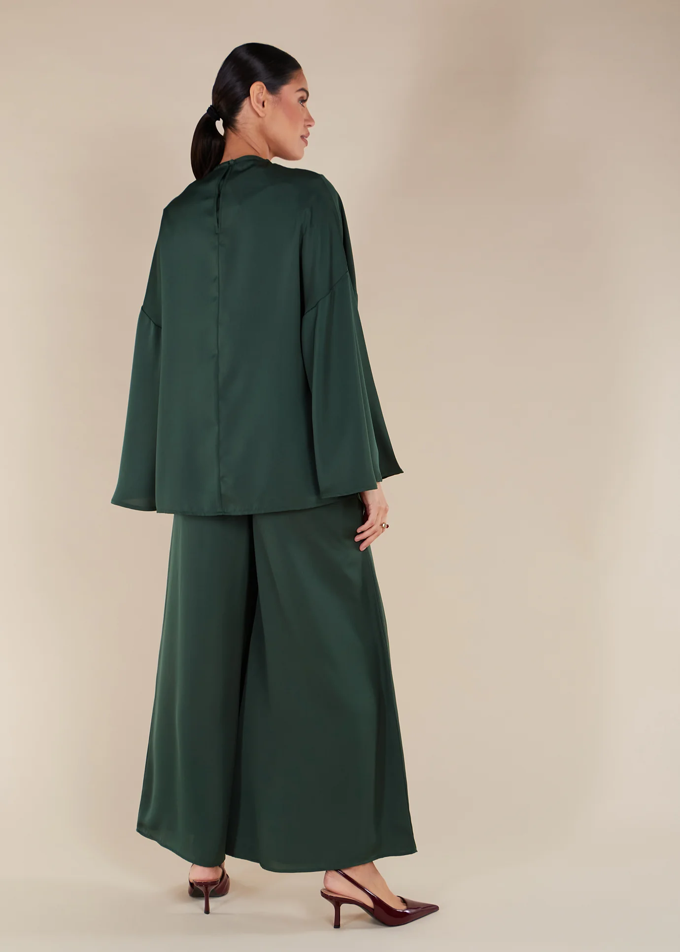 Flared Trousers Olive - Image 2