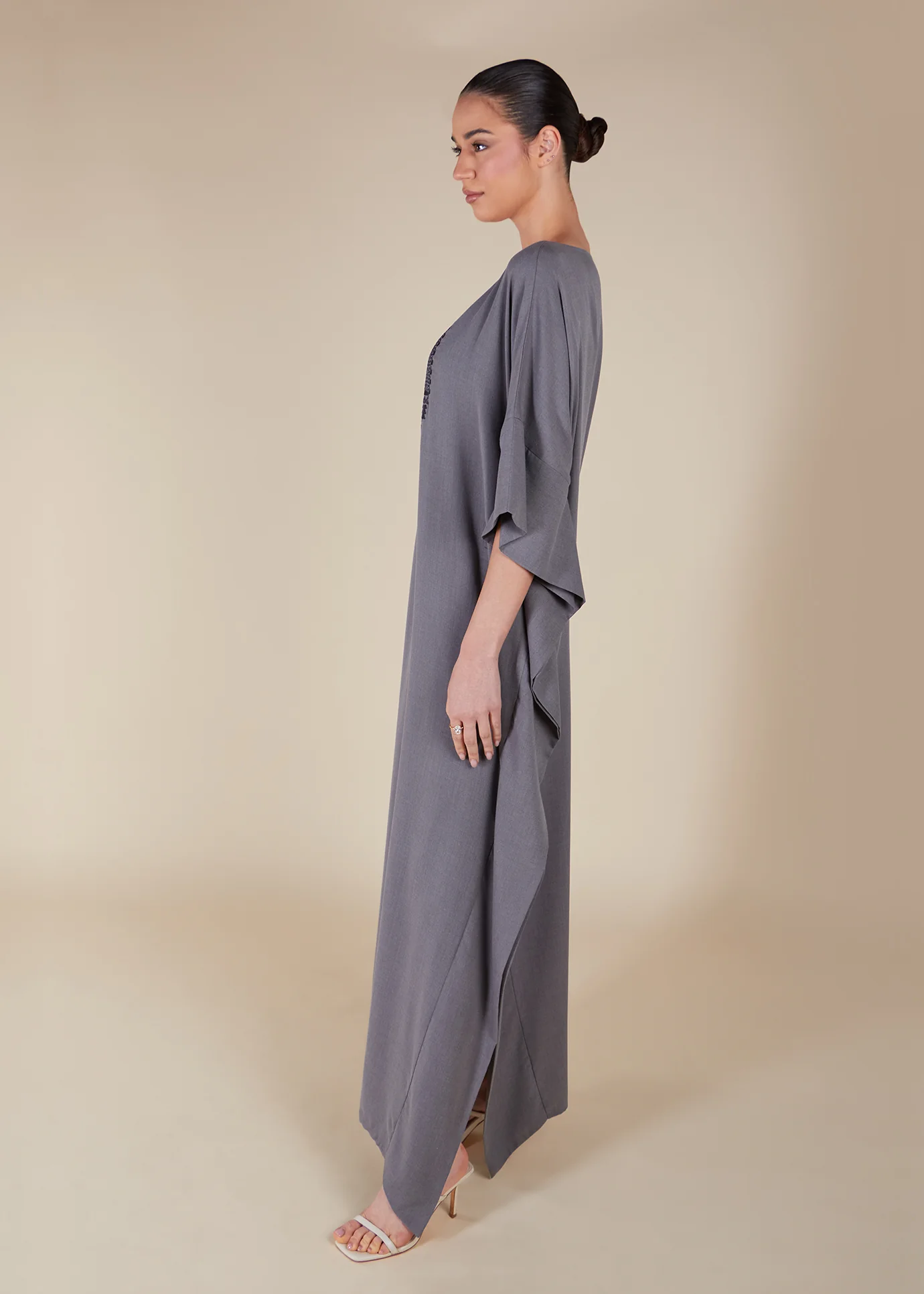 Floaty Tatreez Kaftan Grey - Image 4