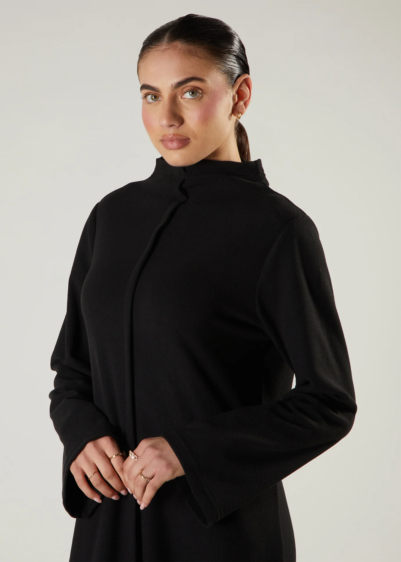 Front Seam Abaya Black - Image 4