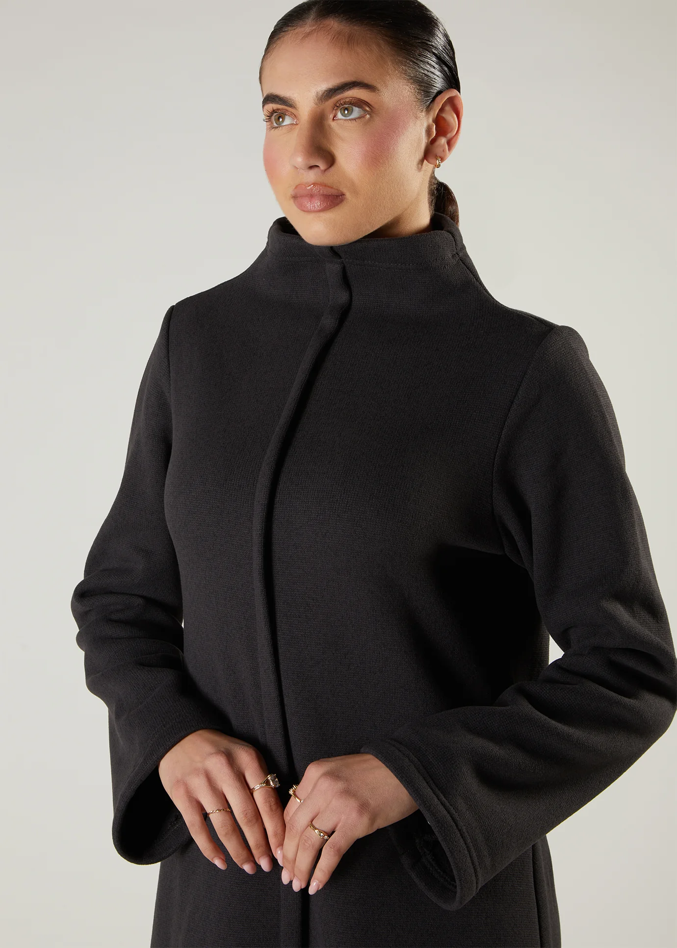 Front Seam Abaya Grey - Image 4