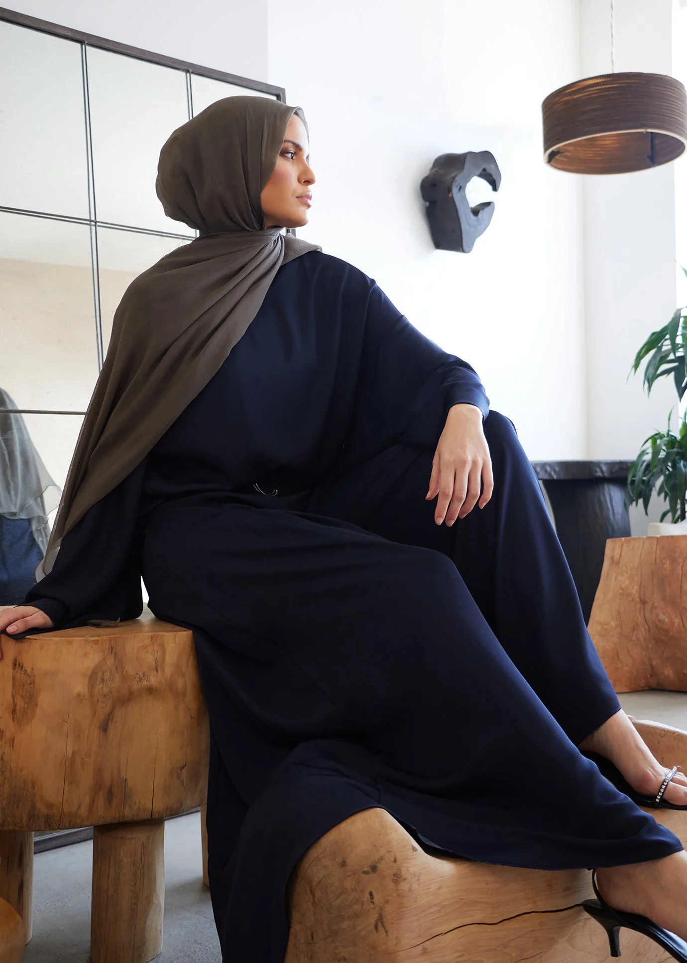 Full Flare Trousers Navy - Image 3