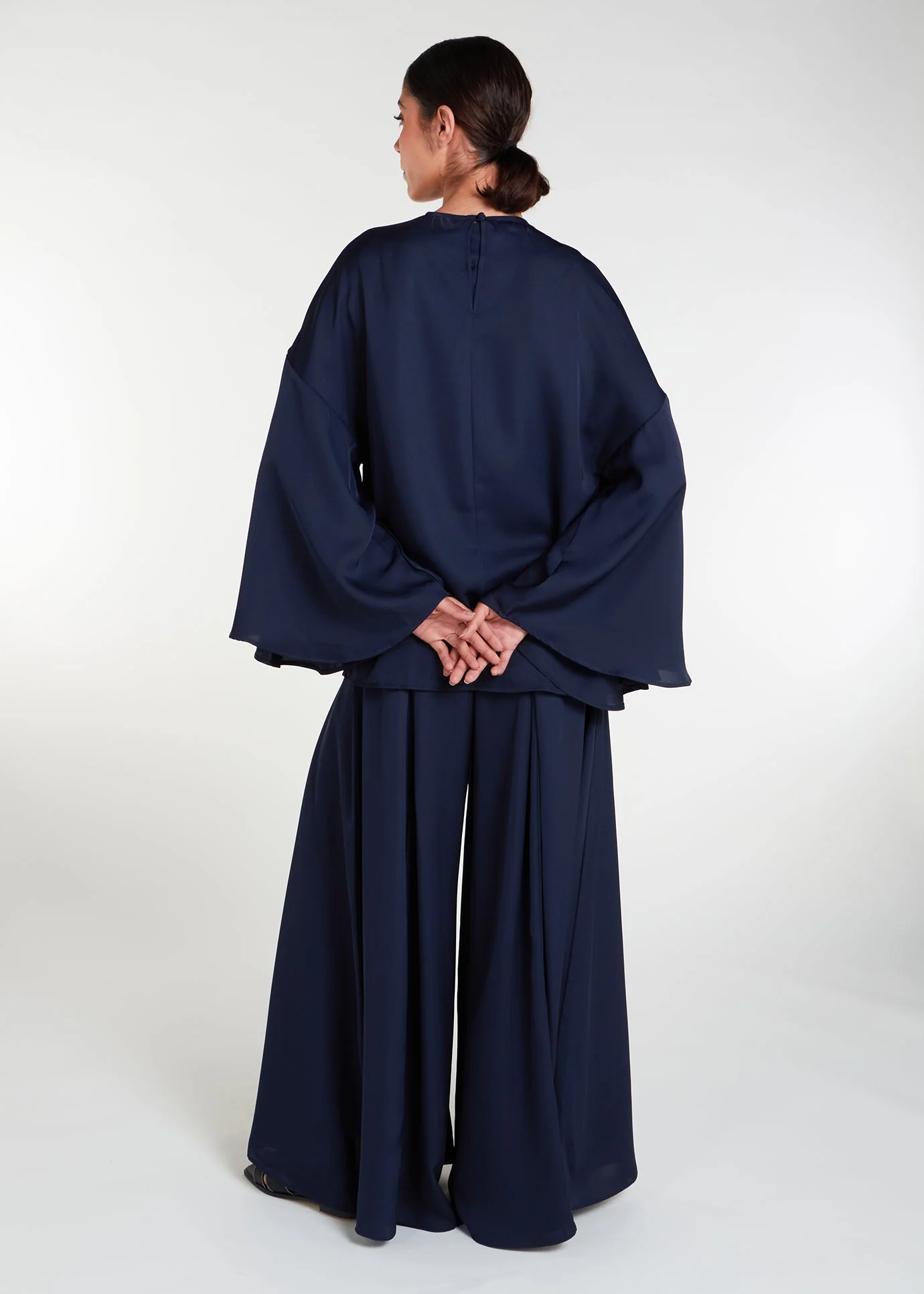 Full Flare Trousers Navy - Image 7