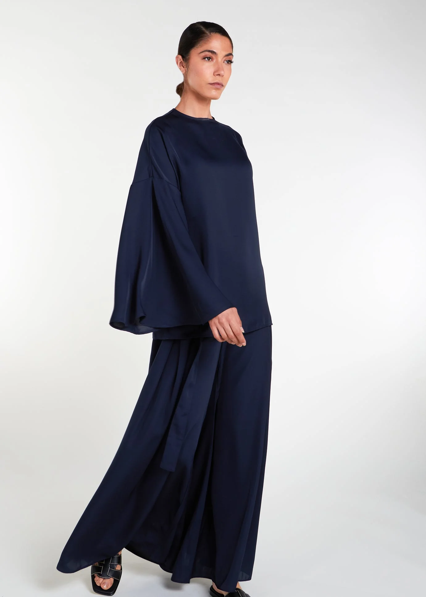 Full Flare Trousers Navy - Image 8