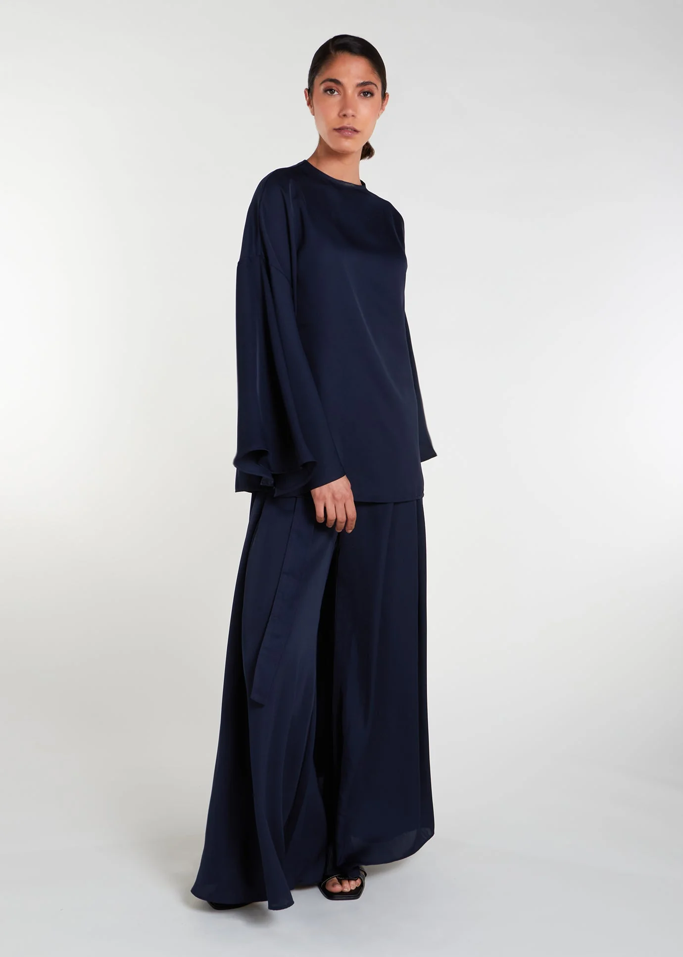 Full Flare Trousers Navy - Image 9