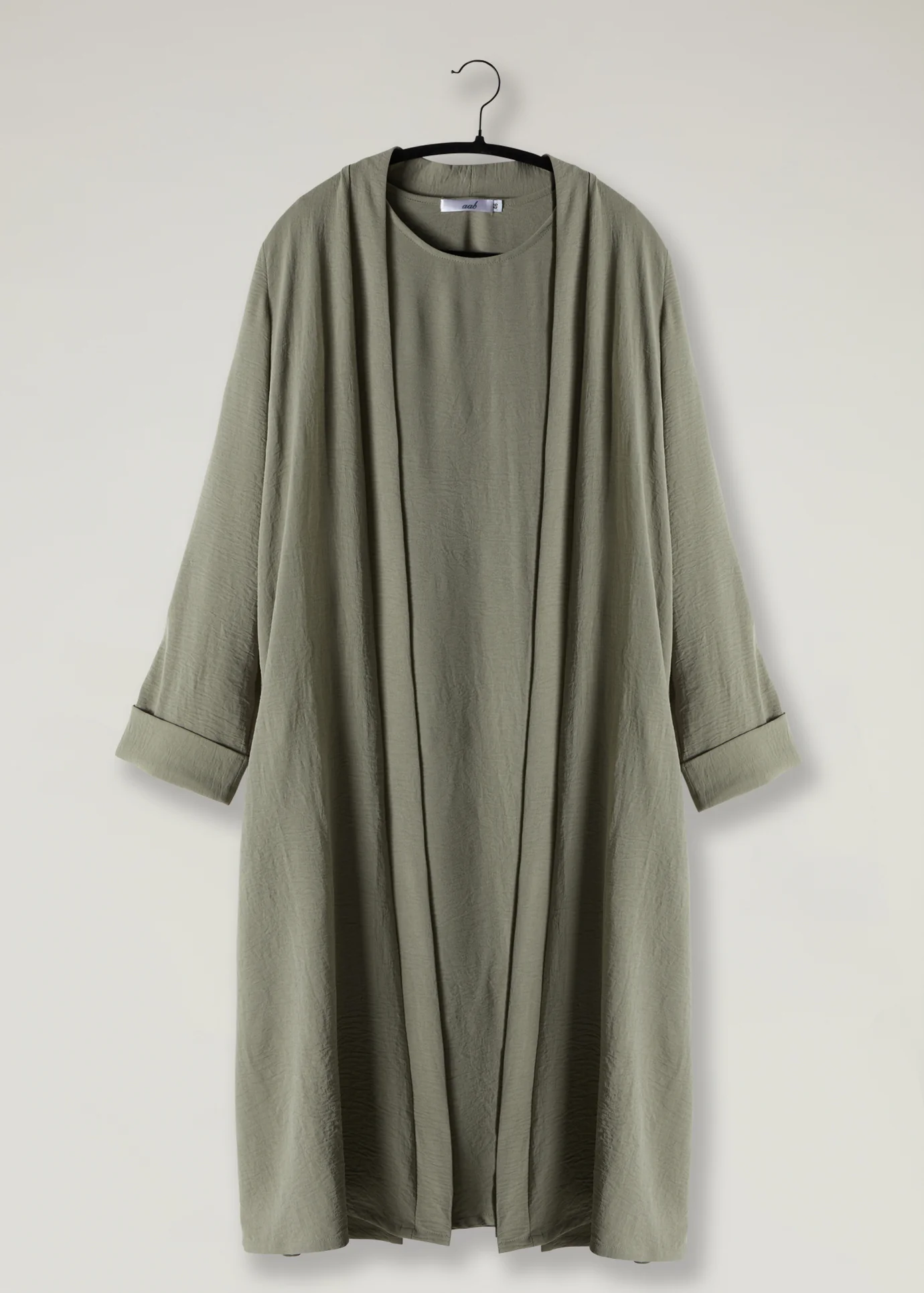 Girls Two Piece Open Abaya With Slip Mint