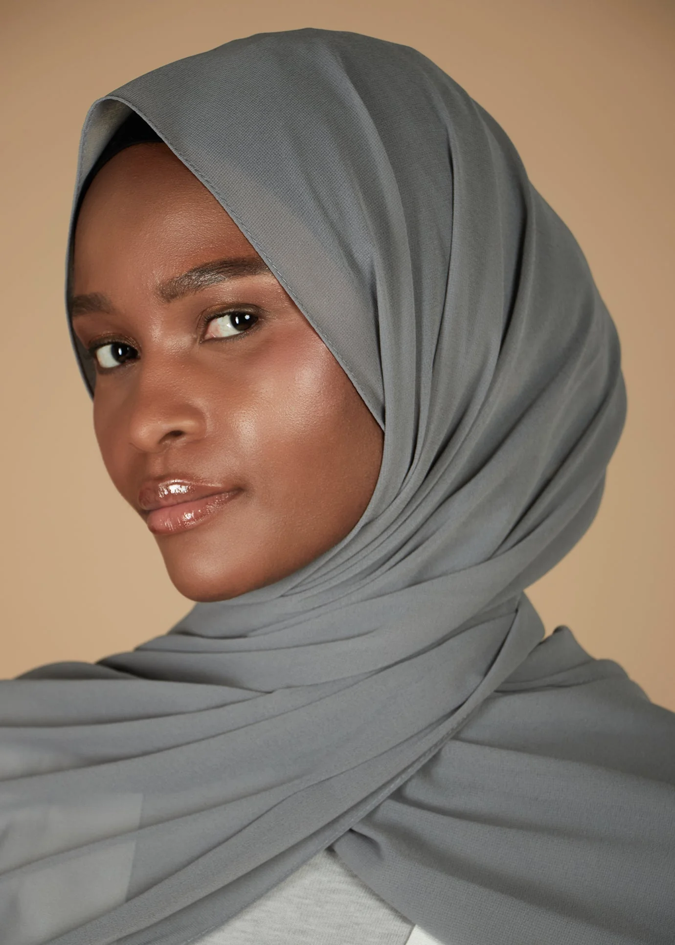 Grey Crepe Hijab - Image 3
