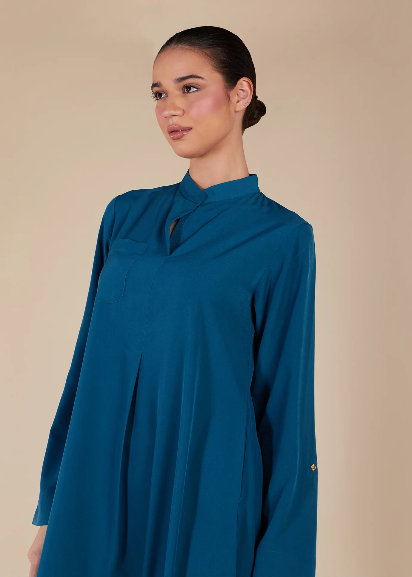High Neck Abaya Blue - Image 3