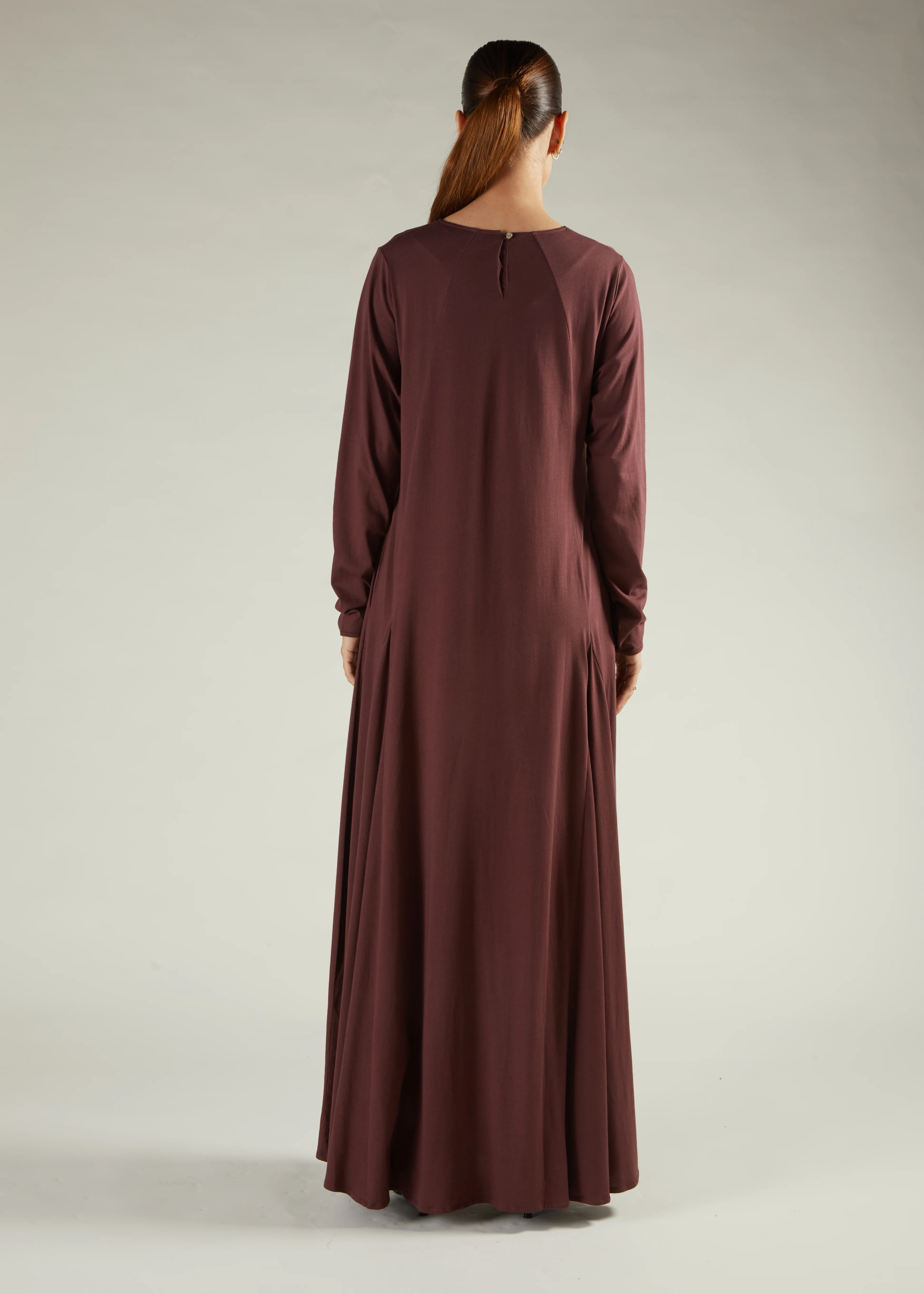 High Neck Abaya Brown - Image 3