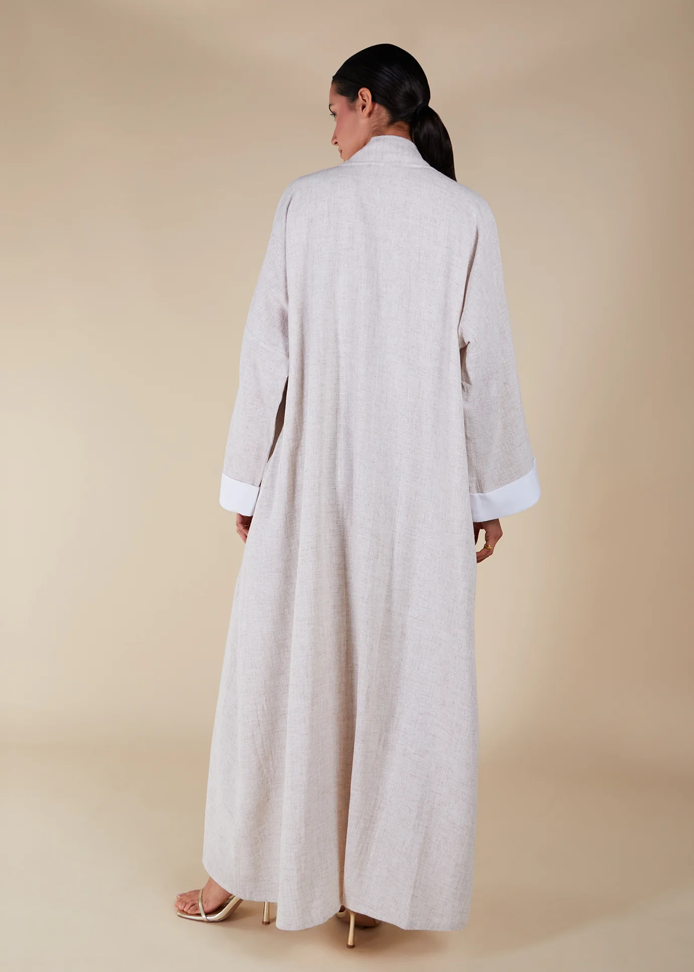 Layered Linen Feel Open Jacket - Image 3