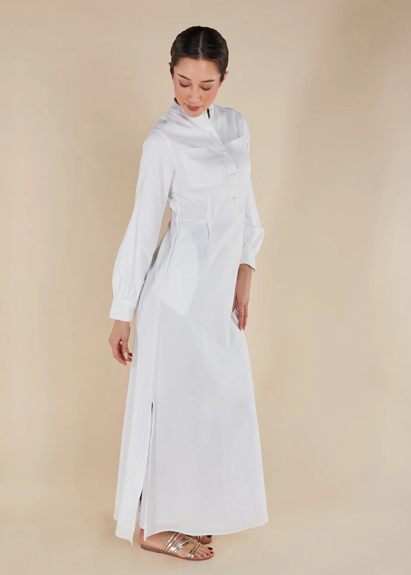 Linen Mandarin Neck Maxi - Image 4