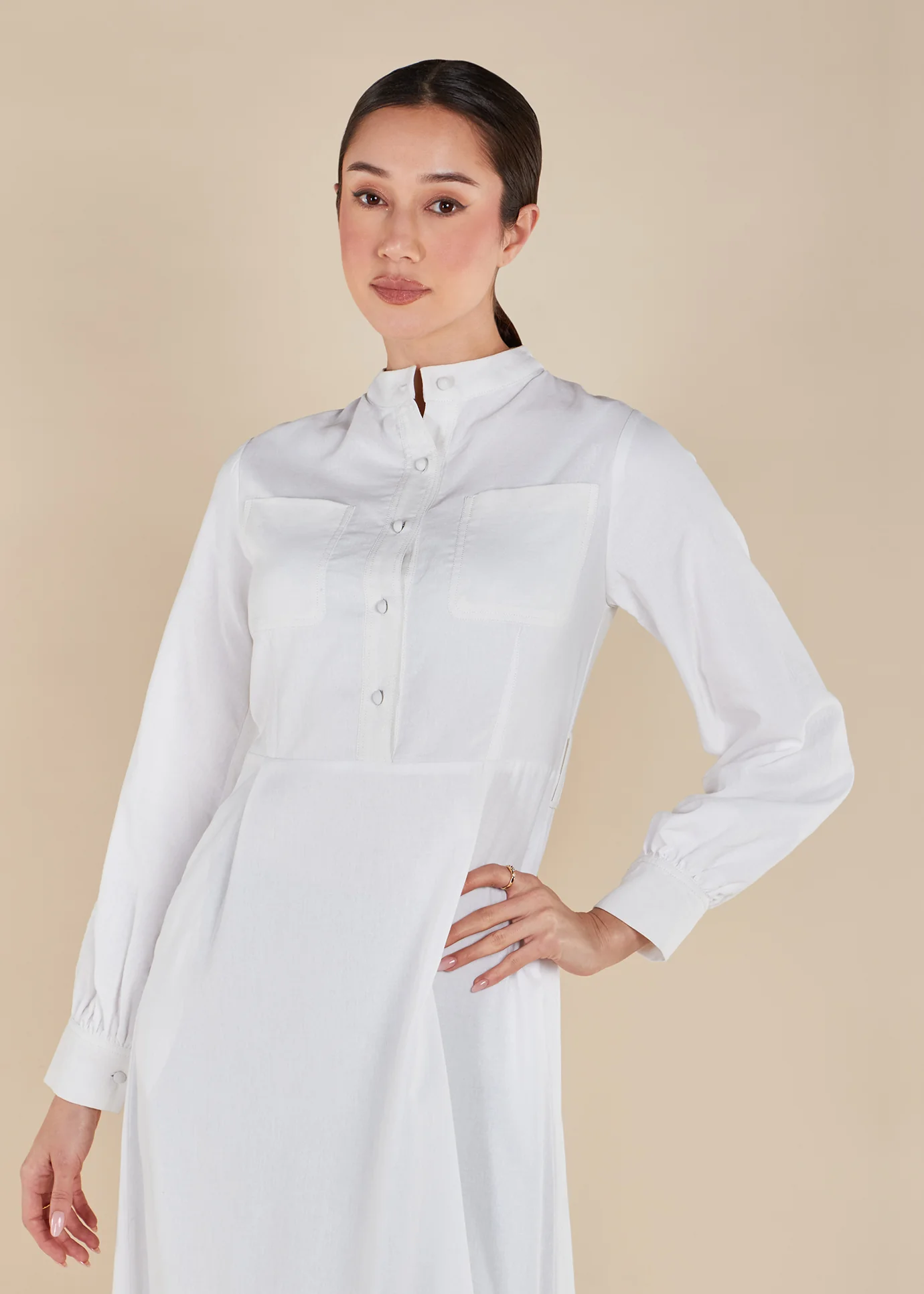 Linen Mandarin Neck Maxi - Image 7