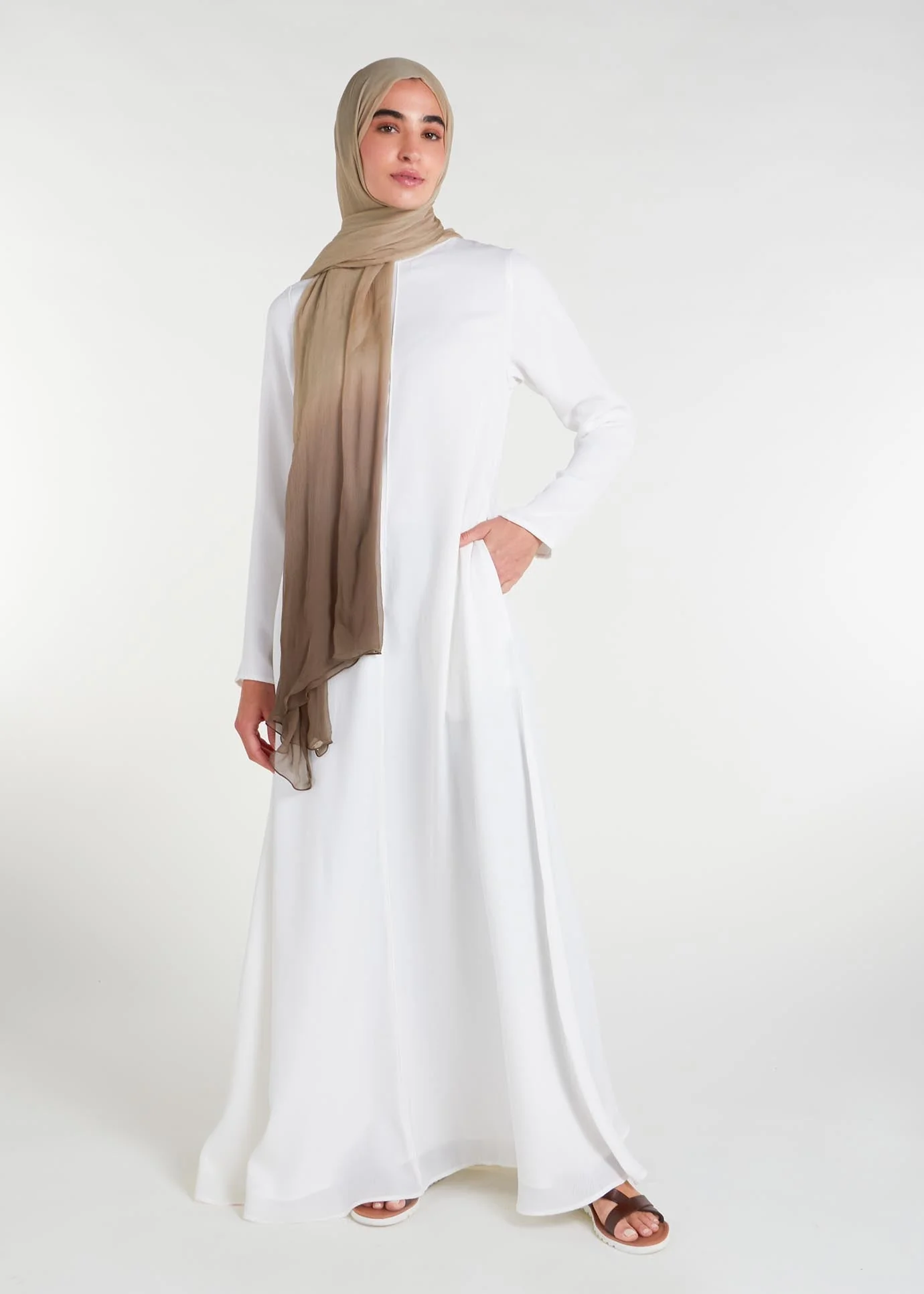Long Line Abaya White - Image 3