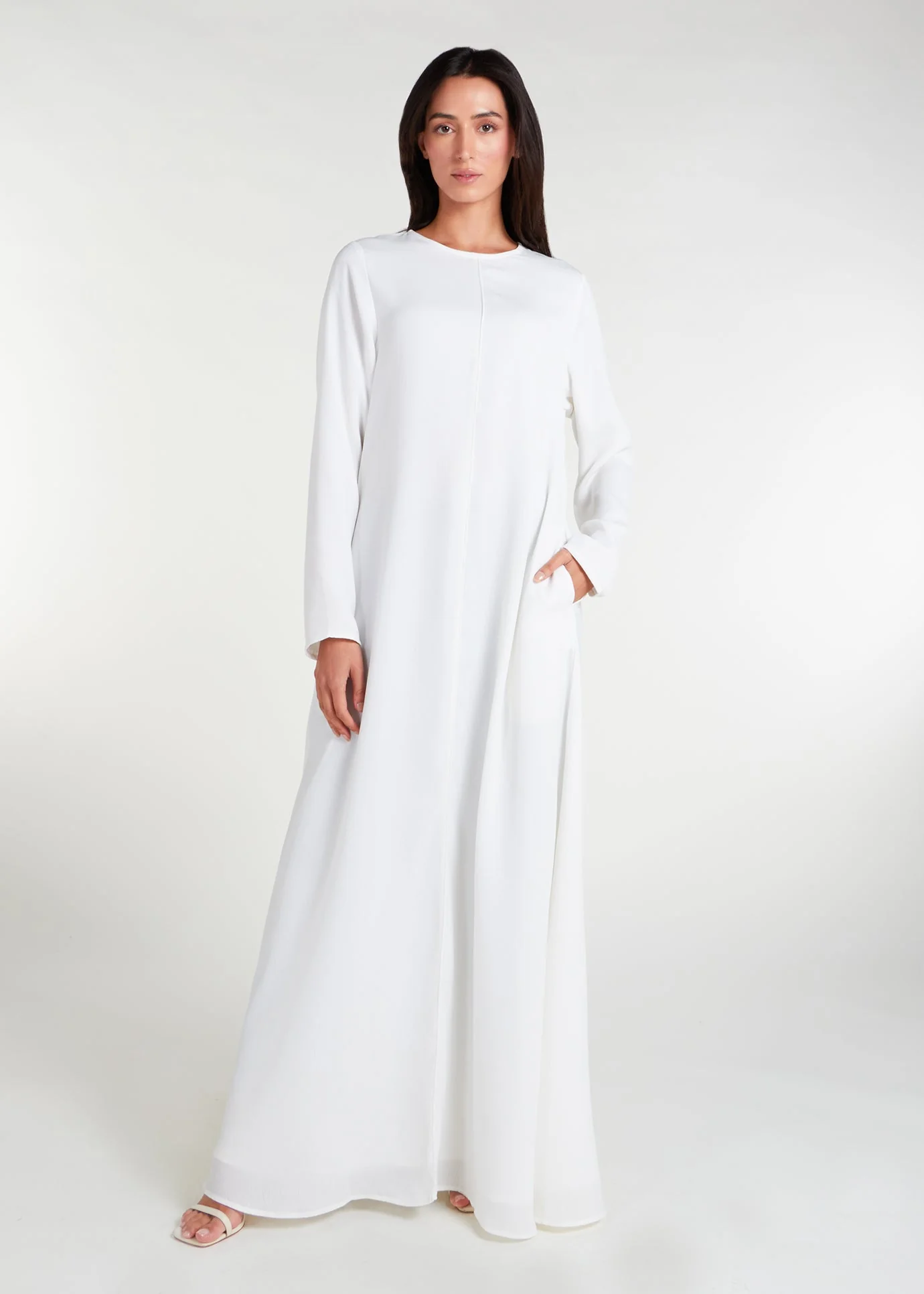 Long Line Abaya White - Image 4