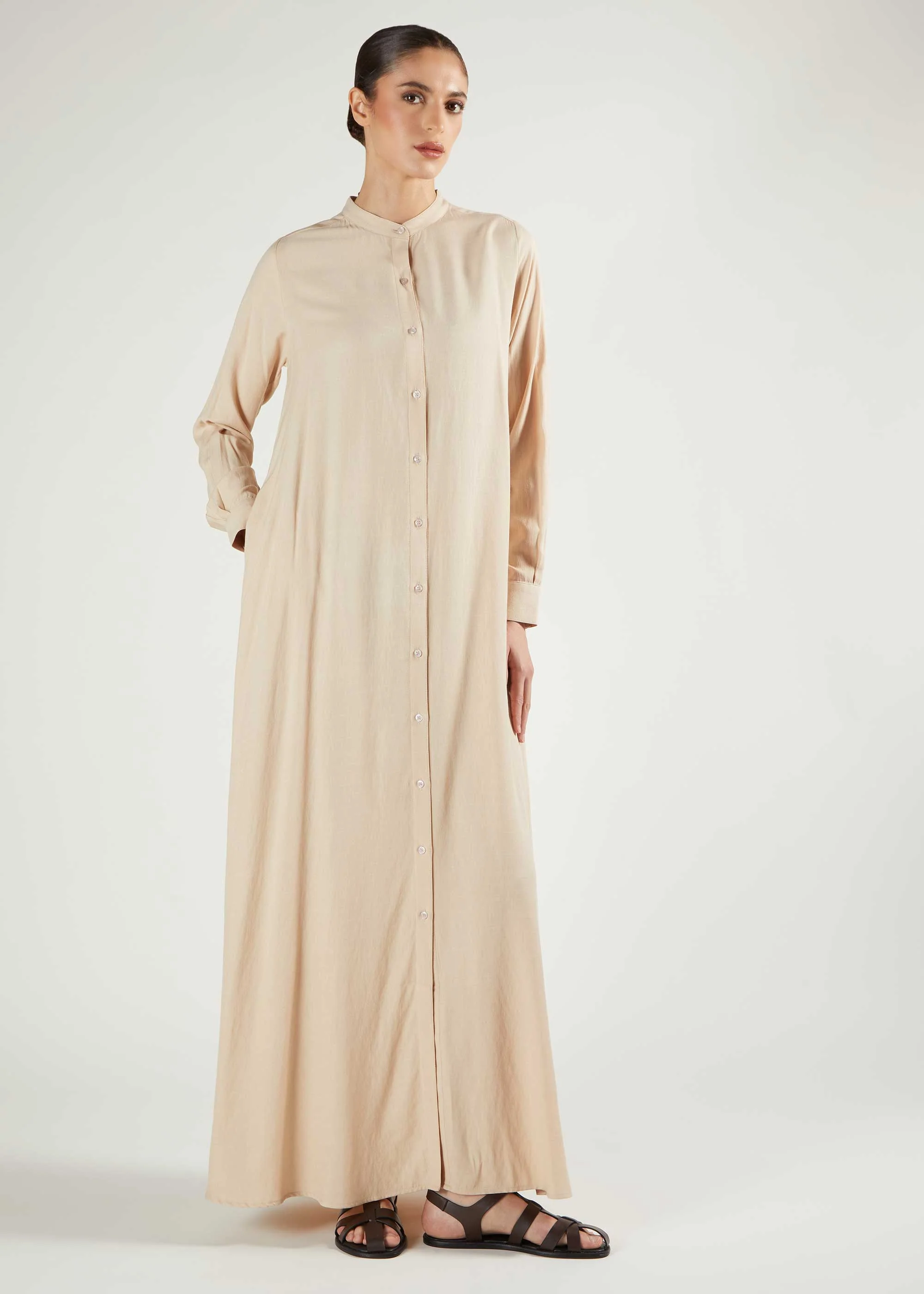 Long Shirt Abaya Natural