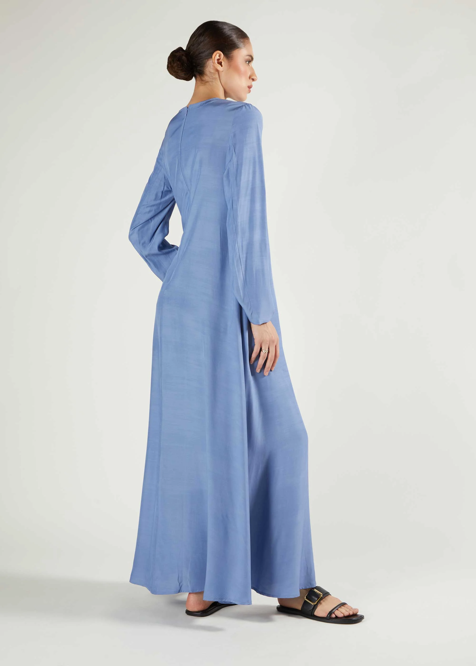 Longline Abaya Dusty Blue - Image 2