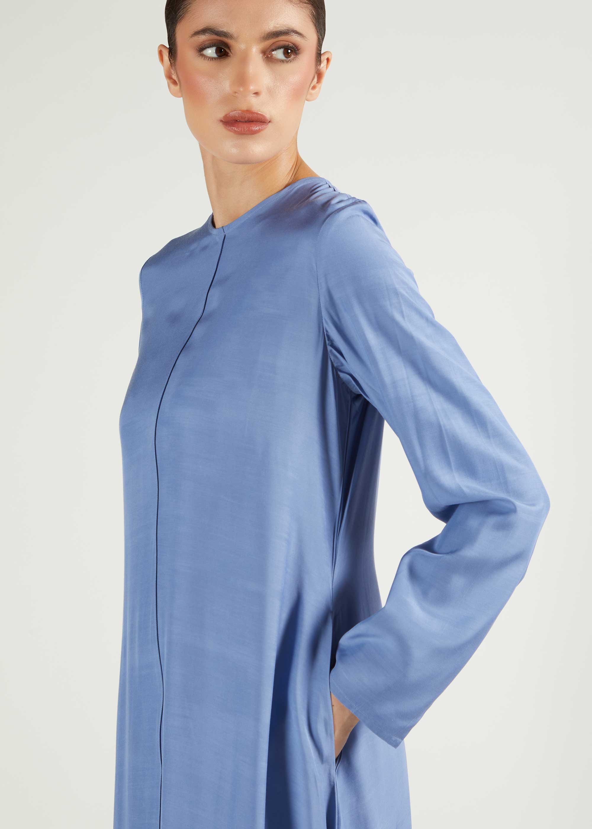 Longline Abaya Dusty Blue - Image 3