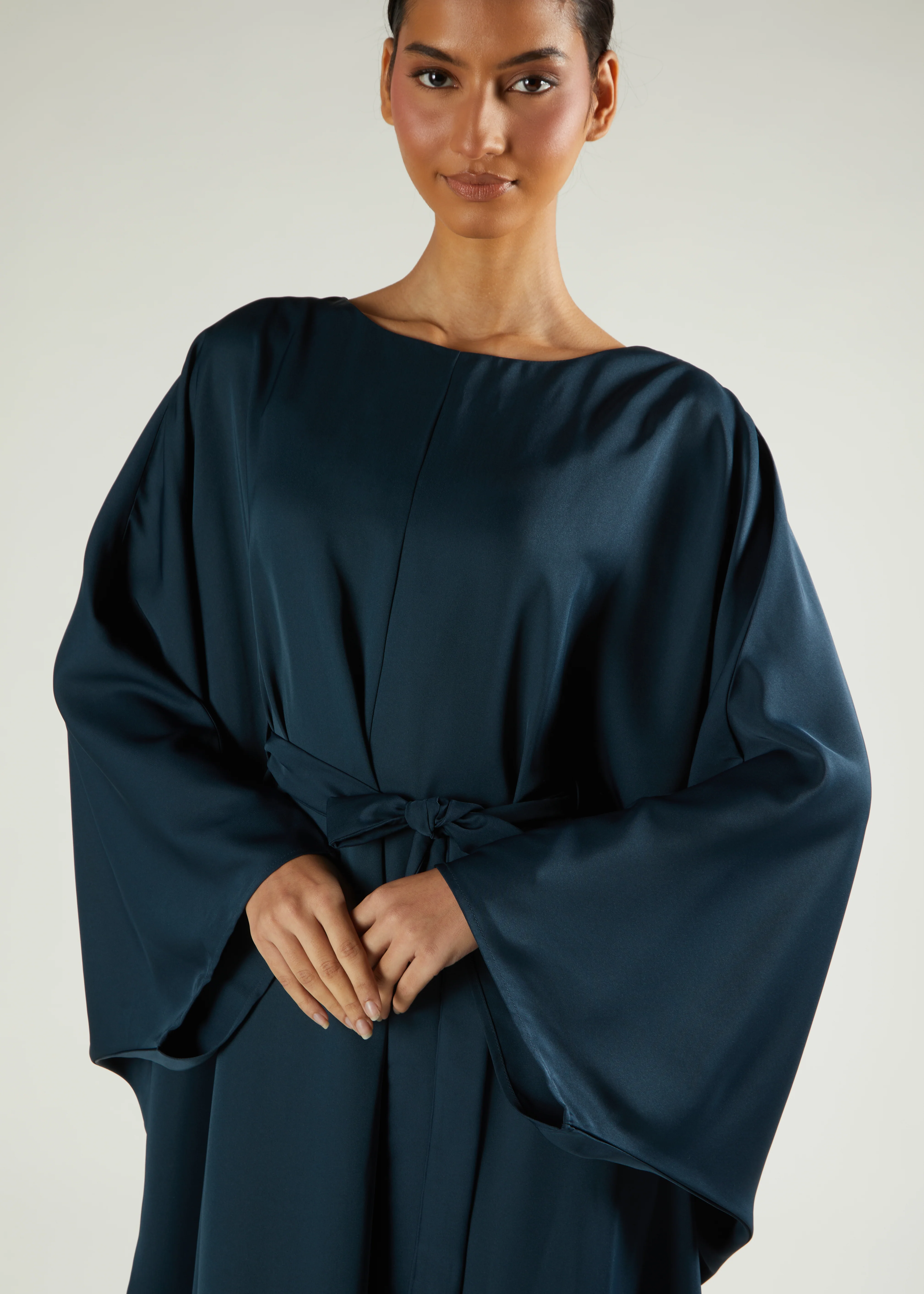 Loose Fit Abaya Charcoal Green - Image 4