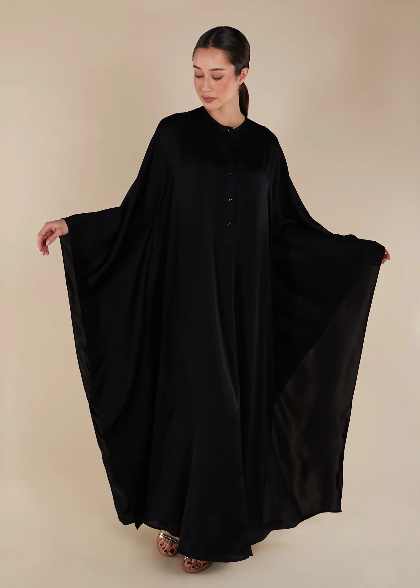 Loose Fit Prayer Abaya Black - Image 2