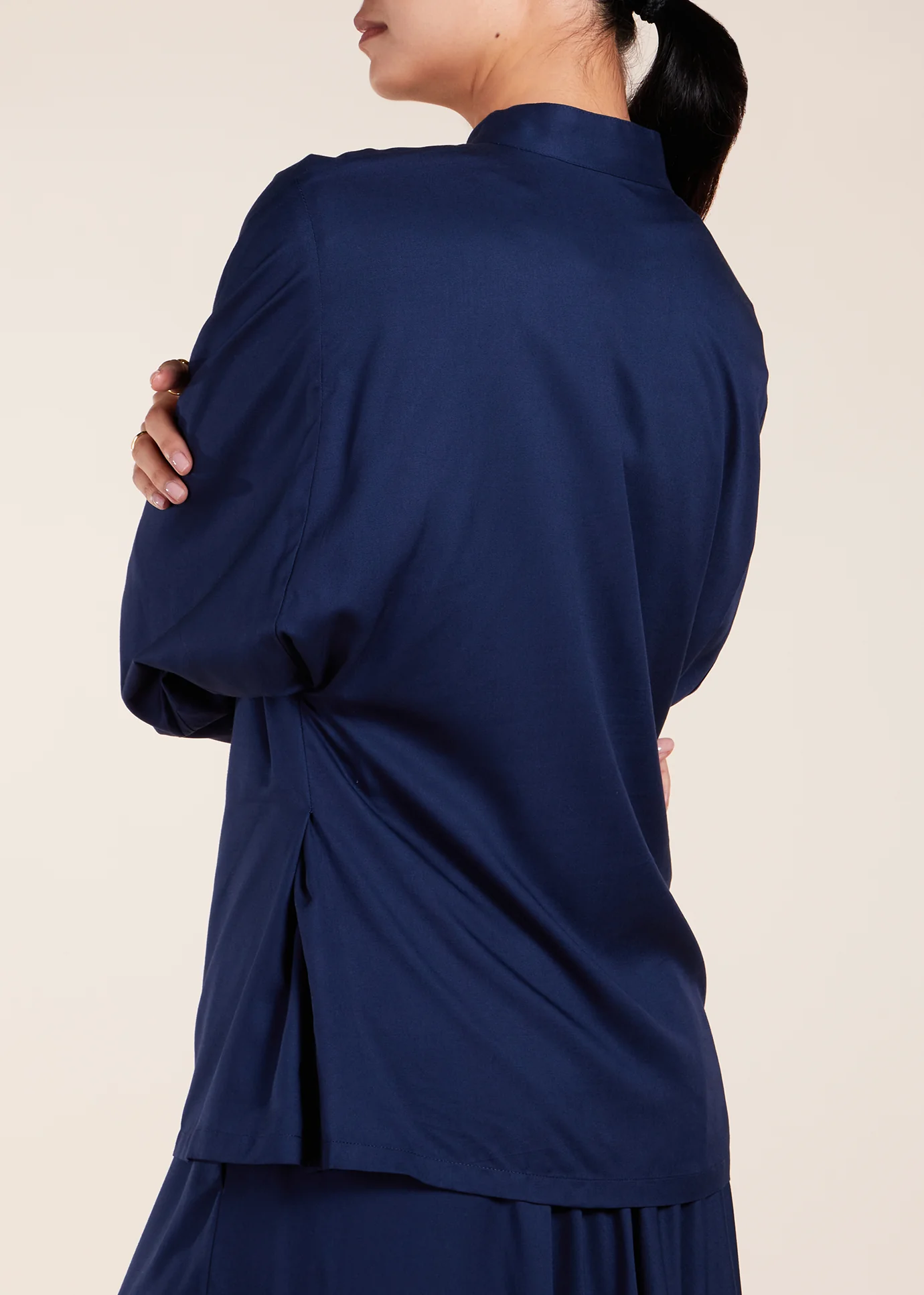 Mandarin Collar Top Navy - Image 6