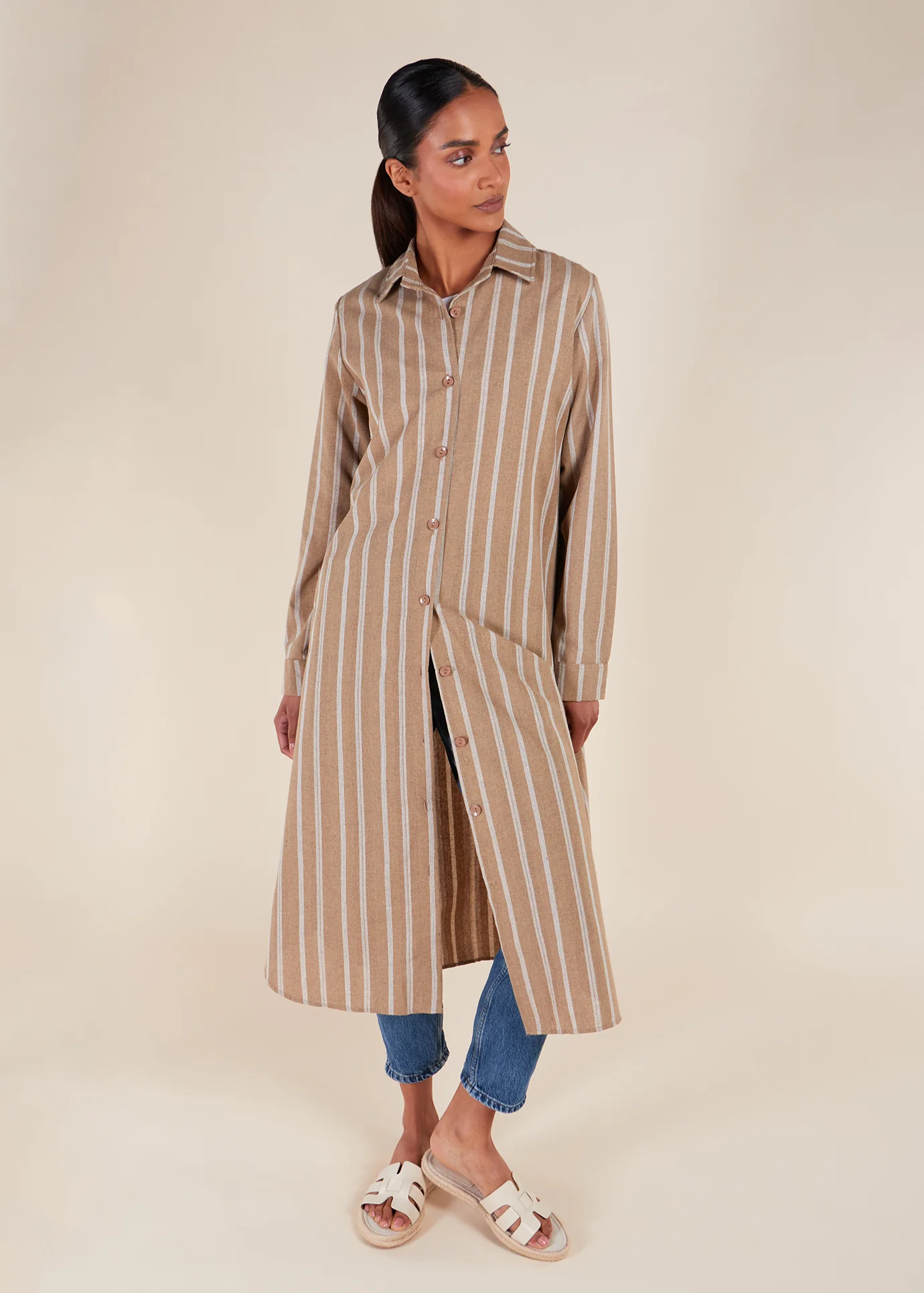 Muji Shirt Dress Beige - Image 2
