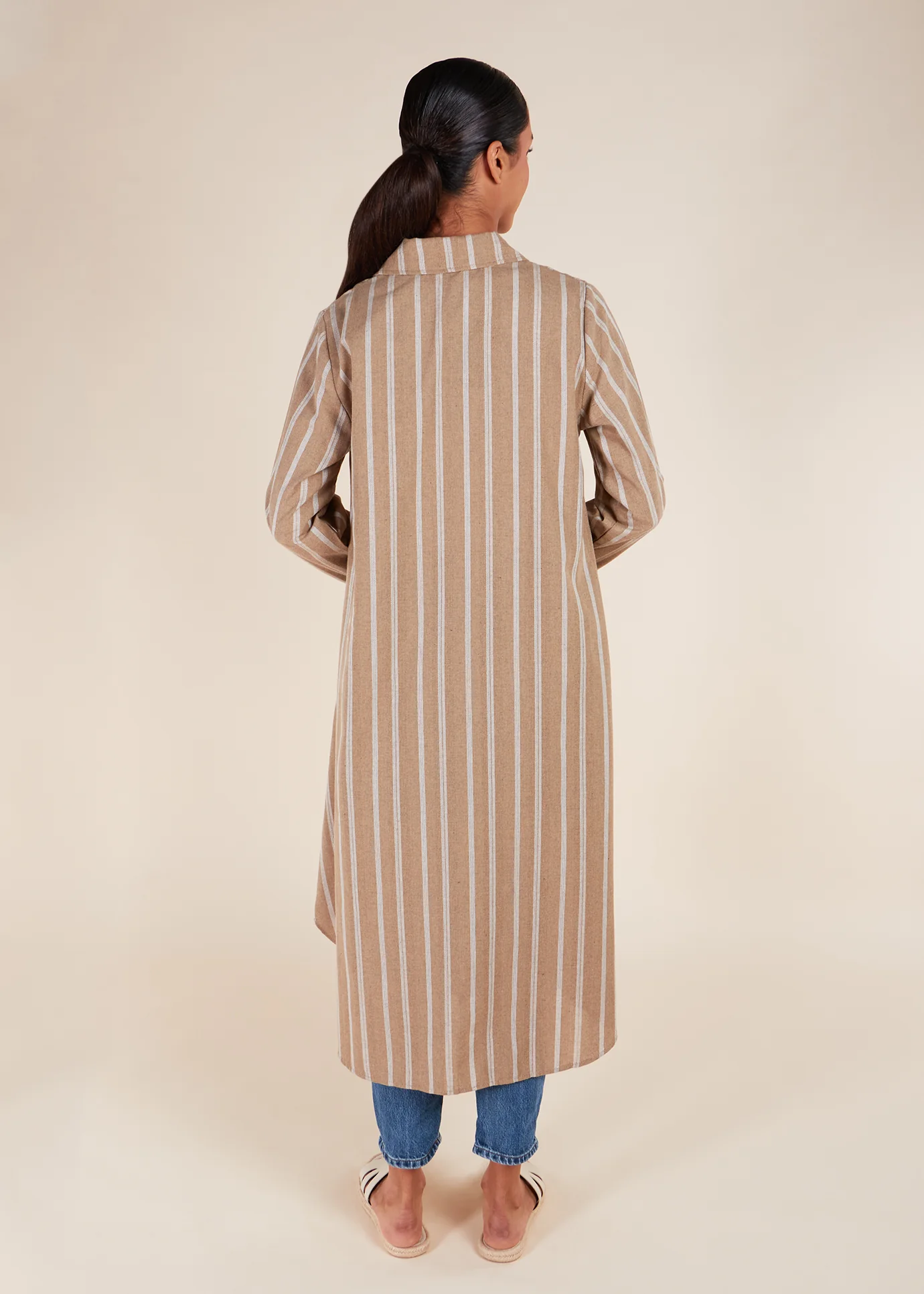 Muji Shirt Dress Beige - Image 6