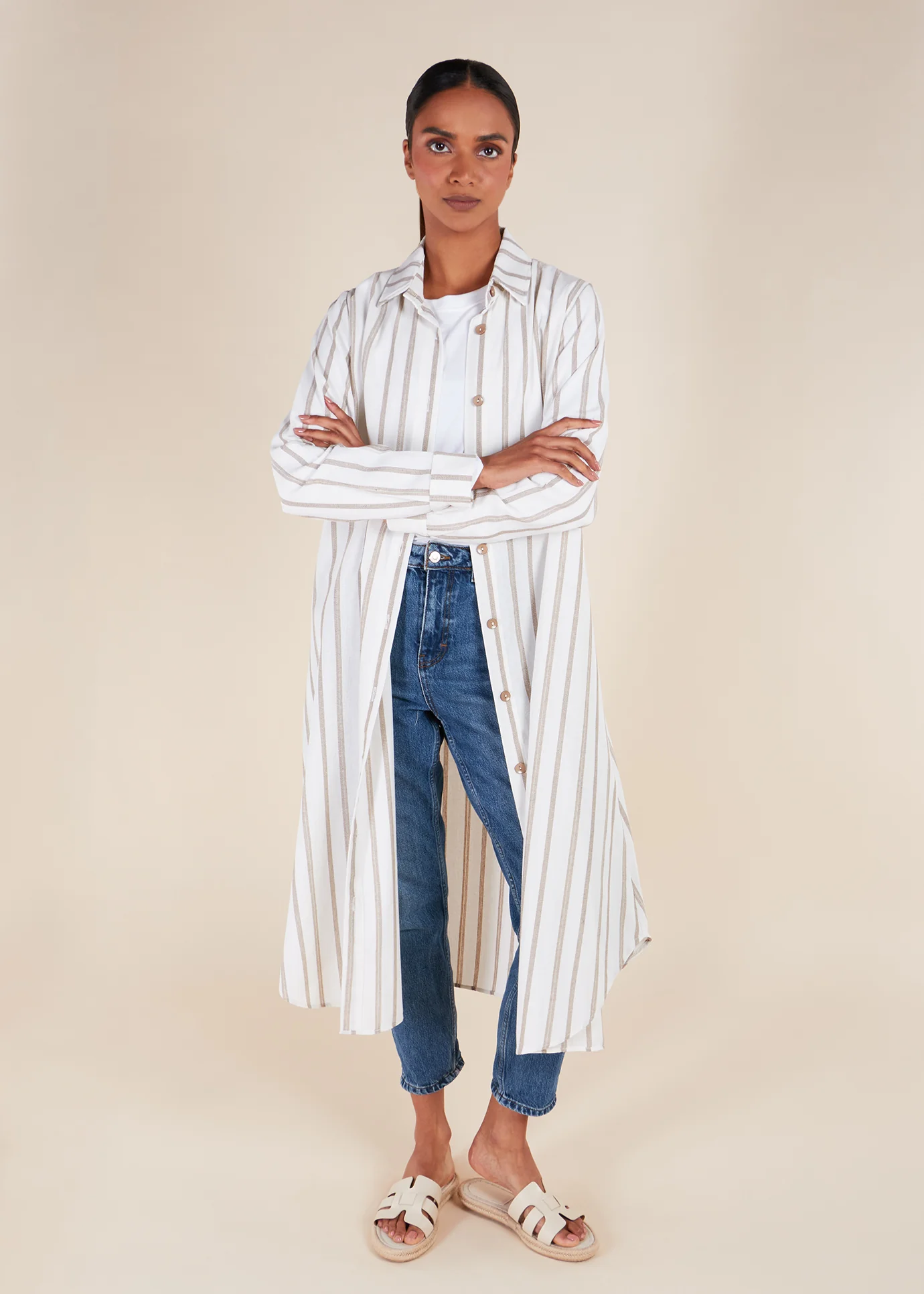 Muji Shirt Dress Cream - Image 2