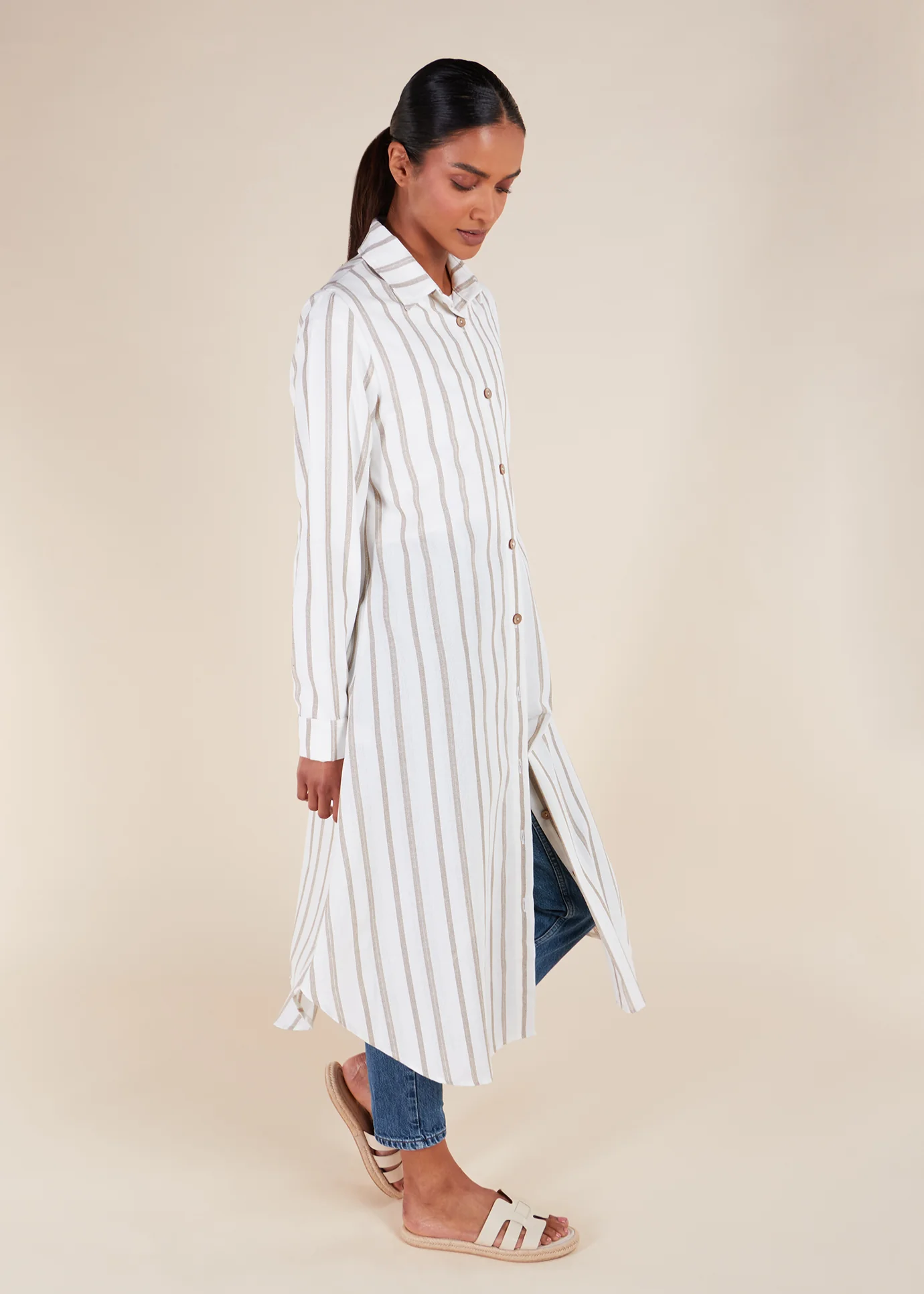 Muji Shirt Dress Cream - Image 3