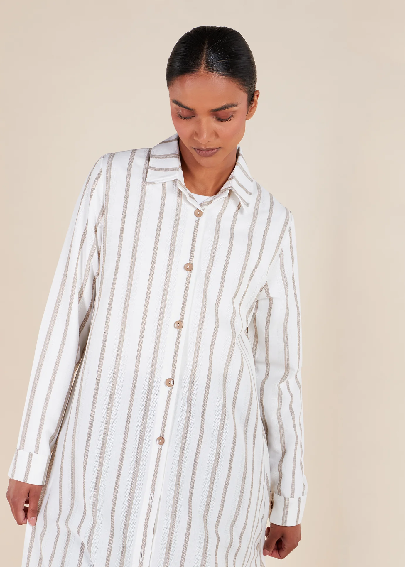 Muji Shirt Dress Cream - Image 5