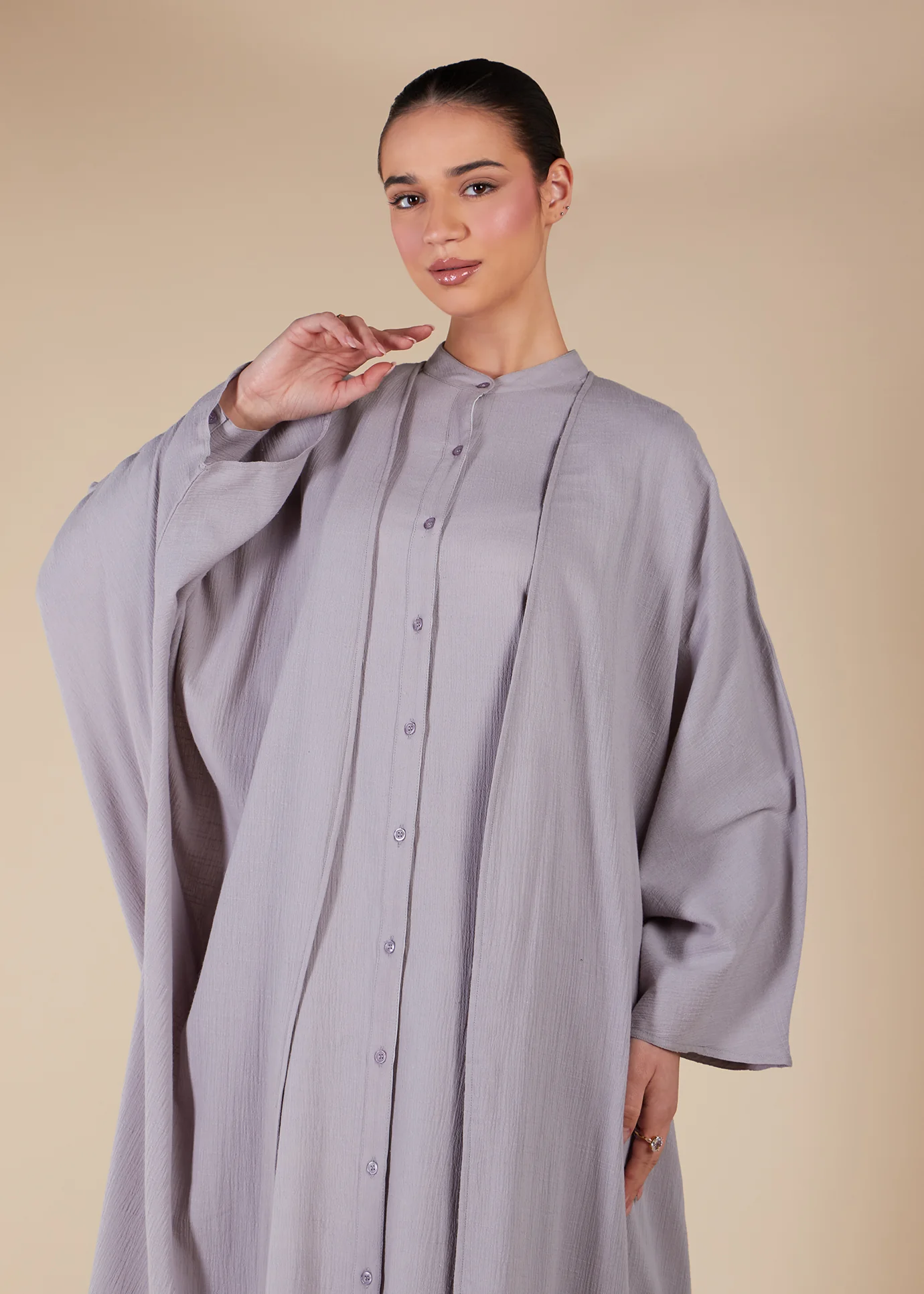 Open Abaya Light Grey - Image 4