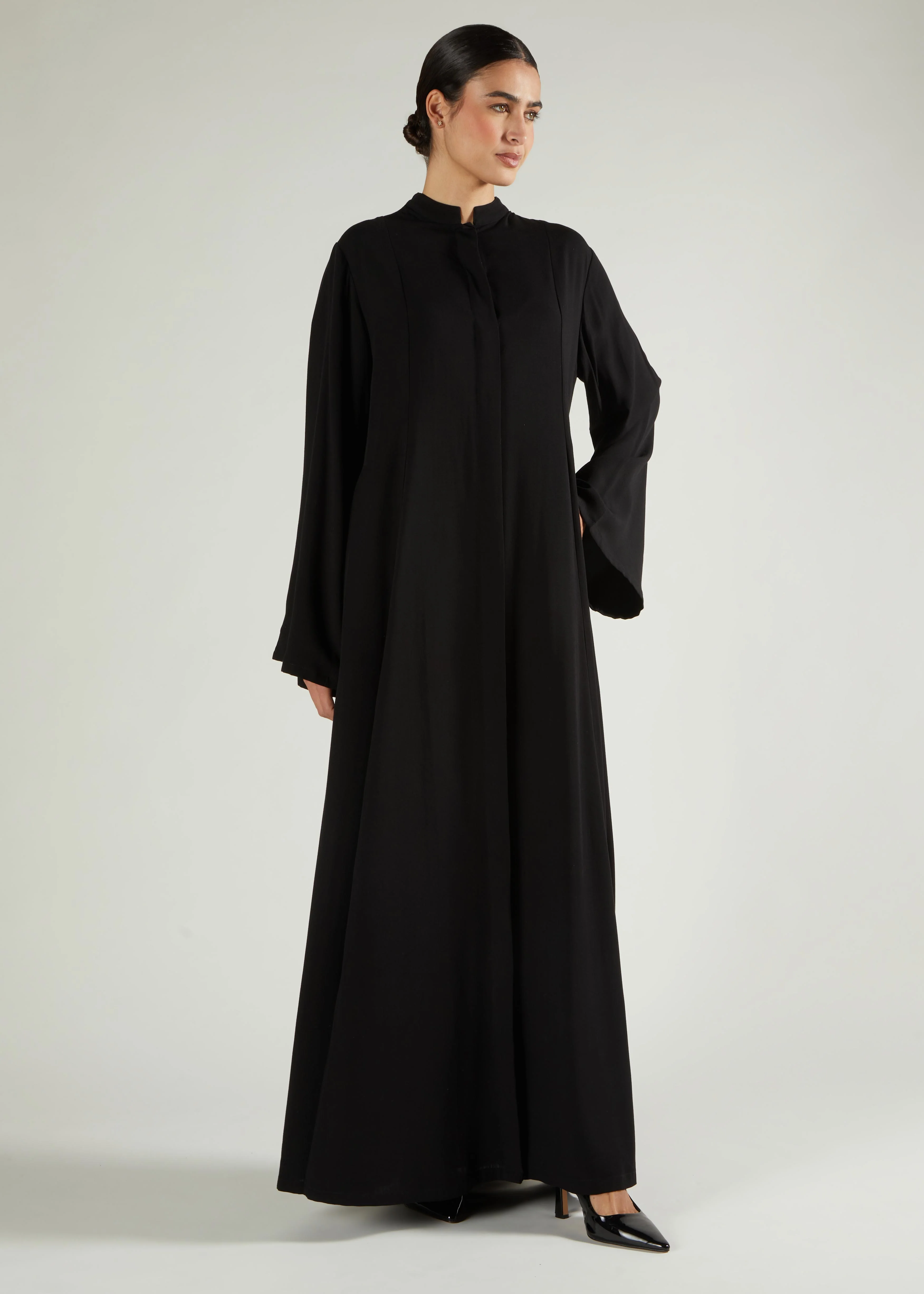 Panelled Abaya Black - Image 2