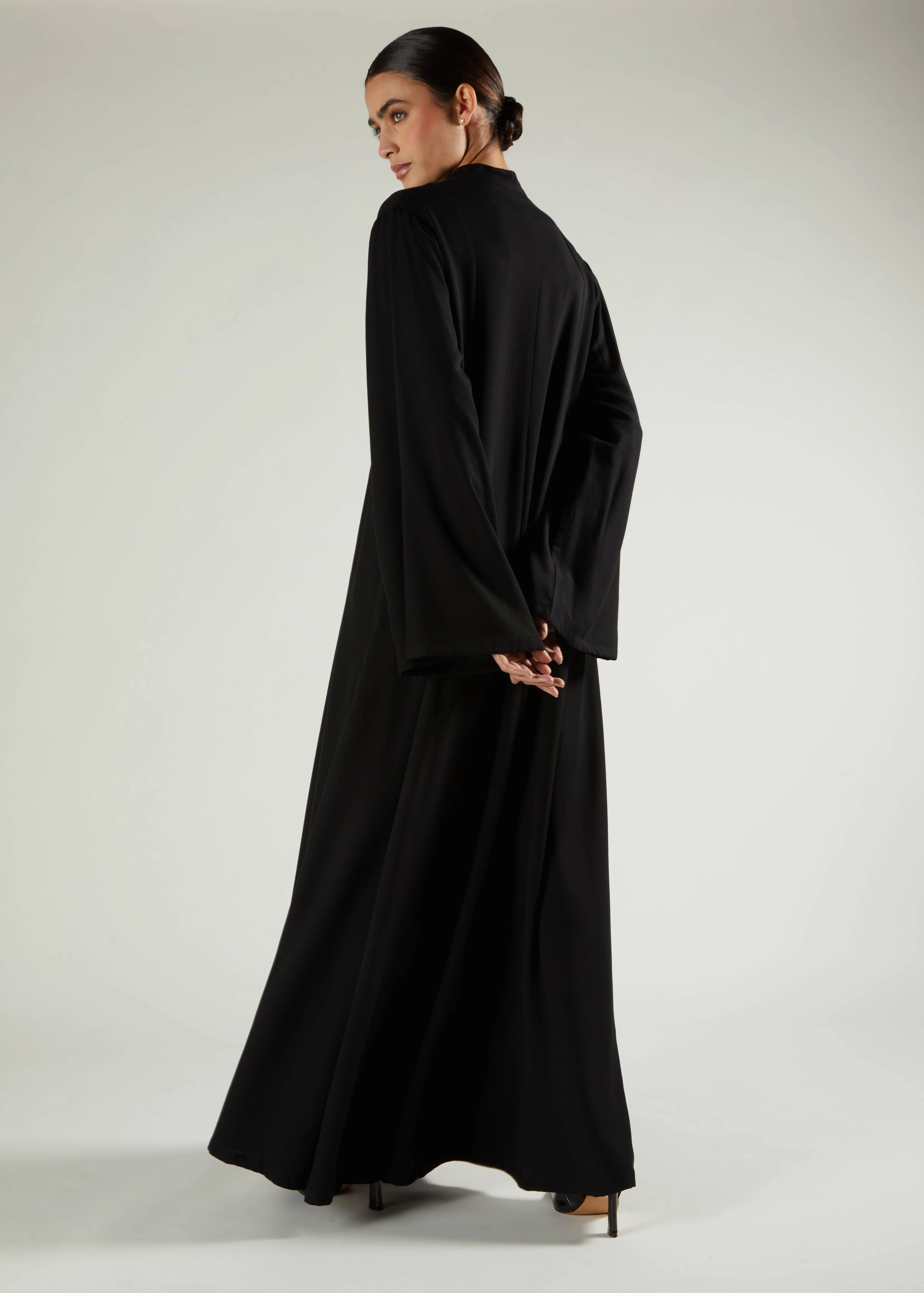 Panelled Abaya Black - Image 4