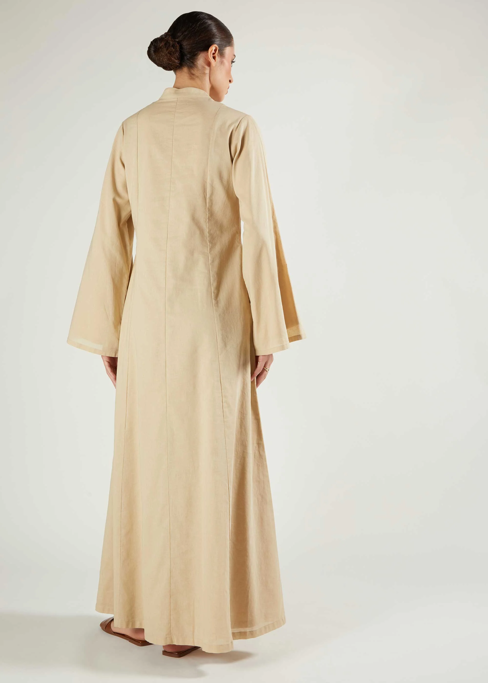 Panelled Abaya Natural - Final Sale - Image 3