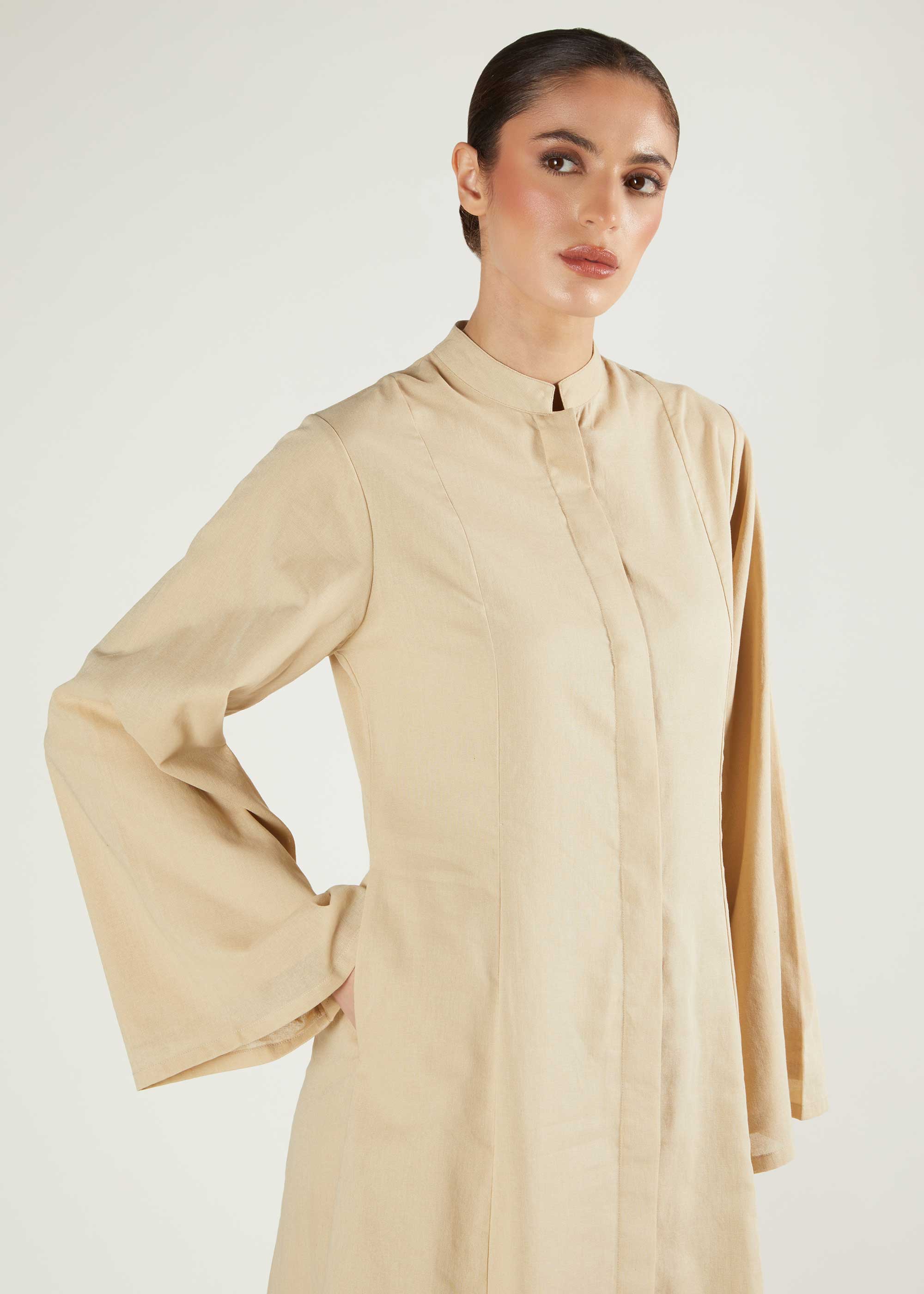 Panelled Abaya Natural - Final Sale - Image 4