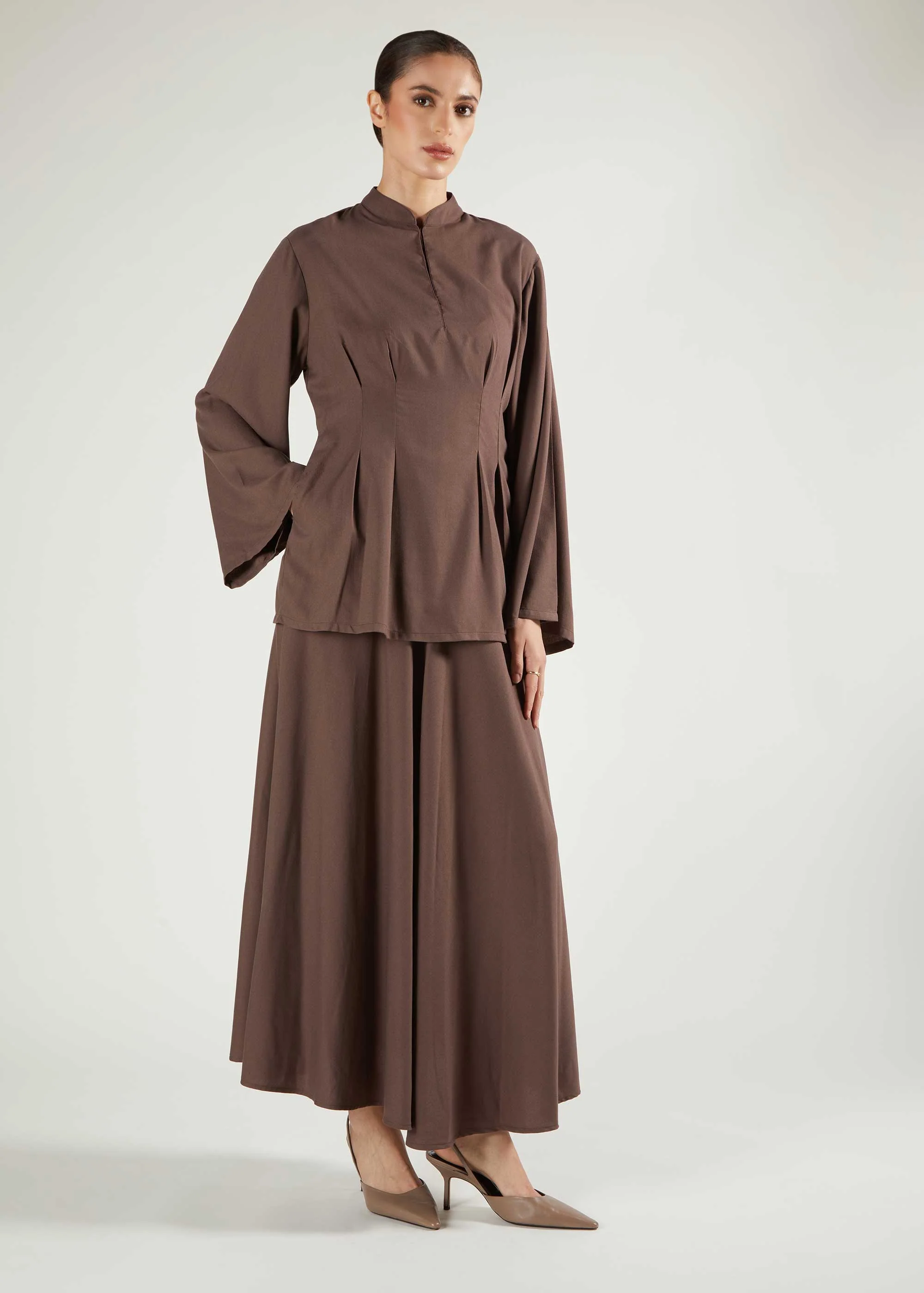 Peplum Top Taupe