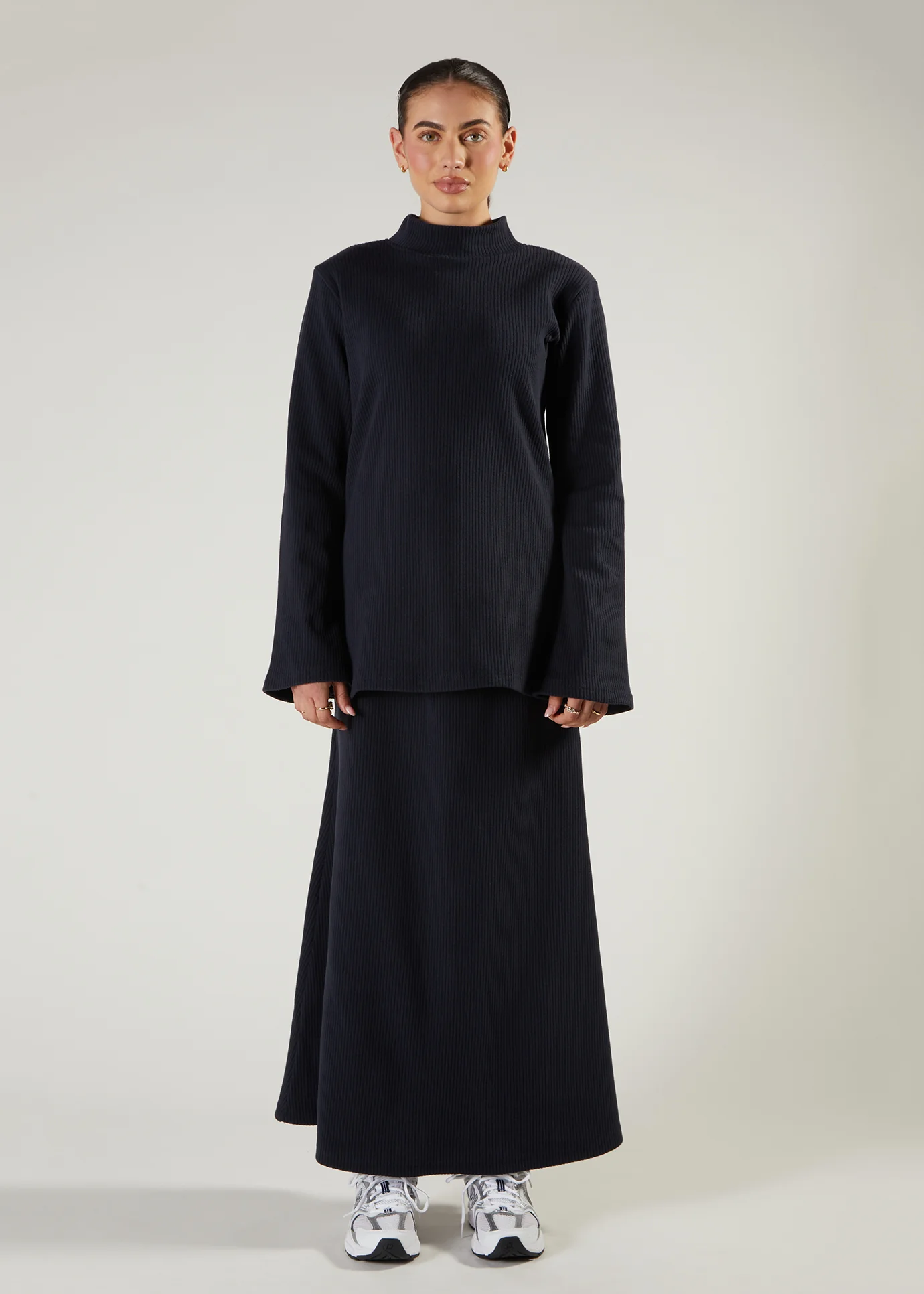 Ribbed Skirt & Top Set Navy - Image 3