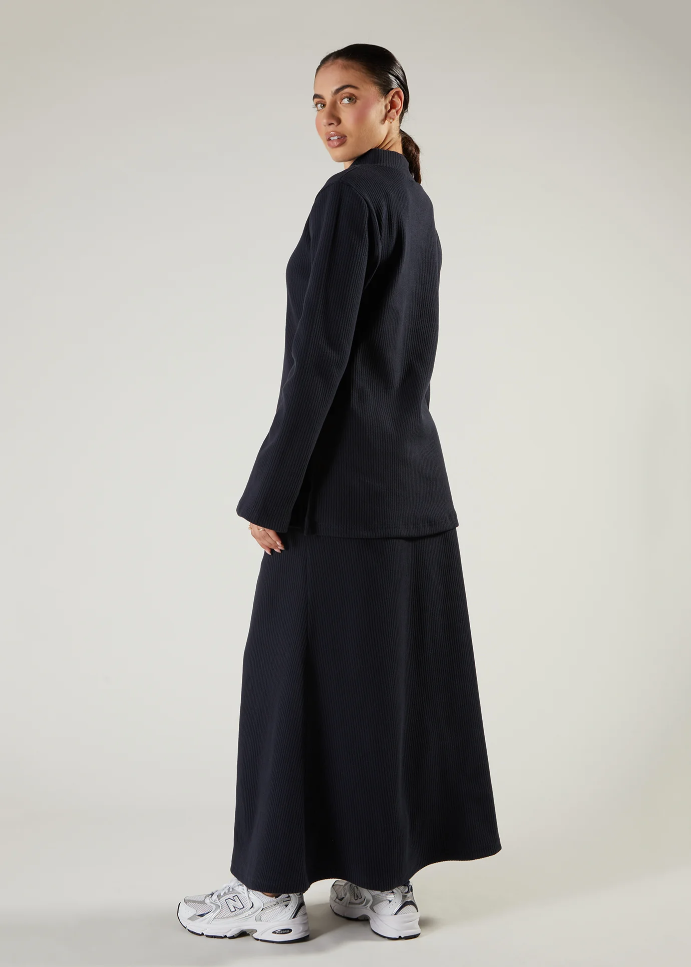 Ribbed Skirt & Top Set Navy - Image 4