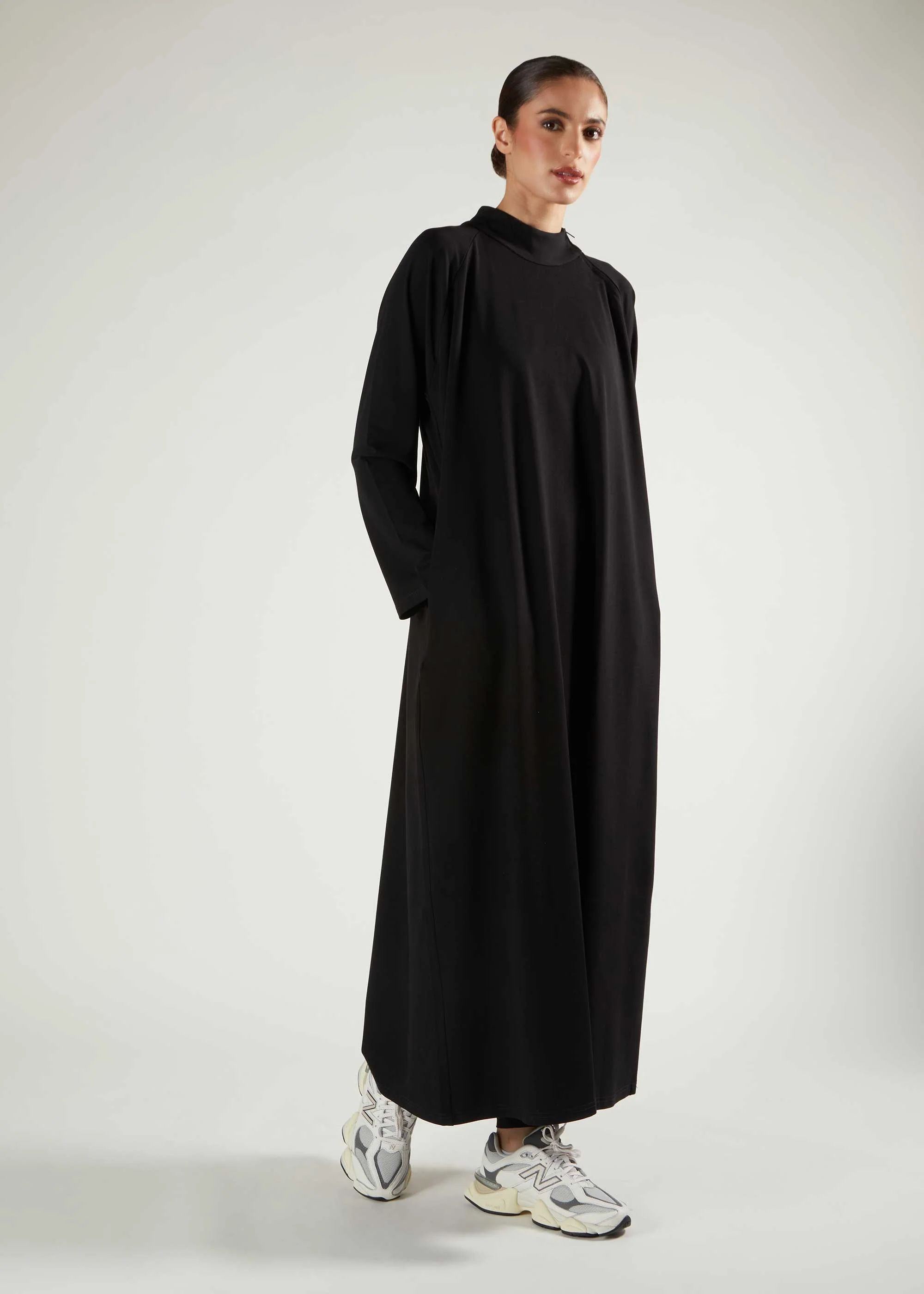 Ribbed Zip Abaya Black - Final Sale